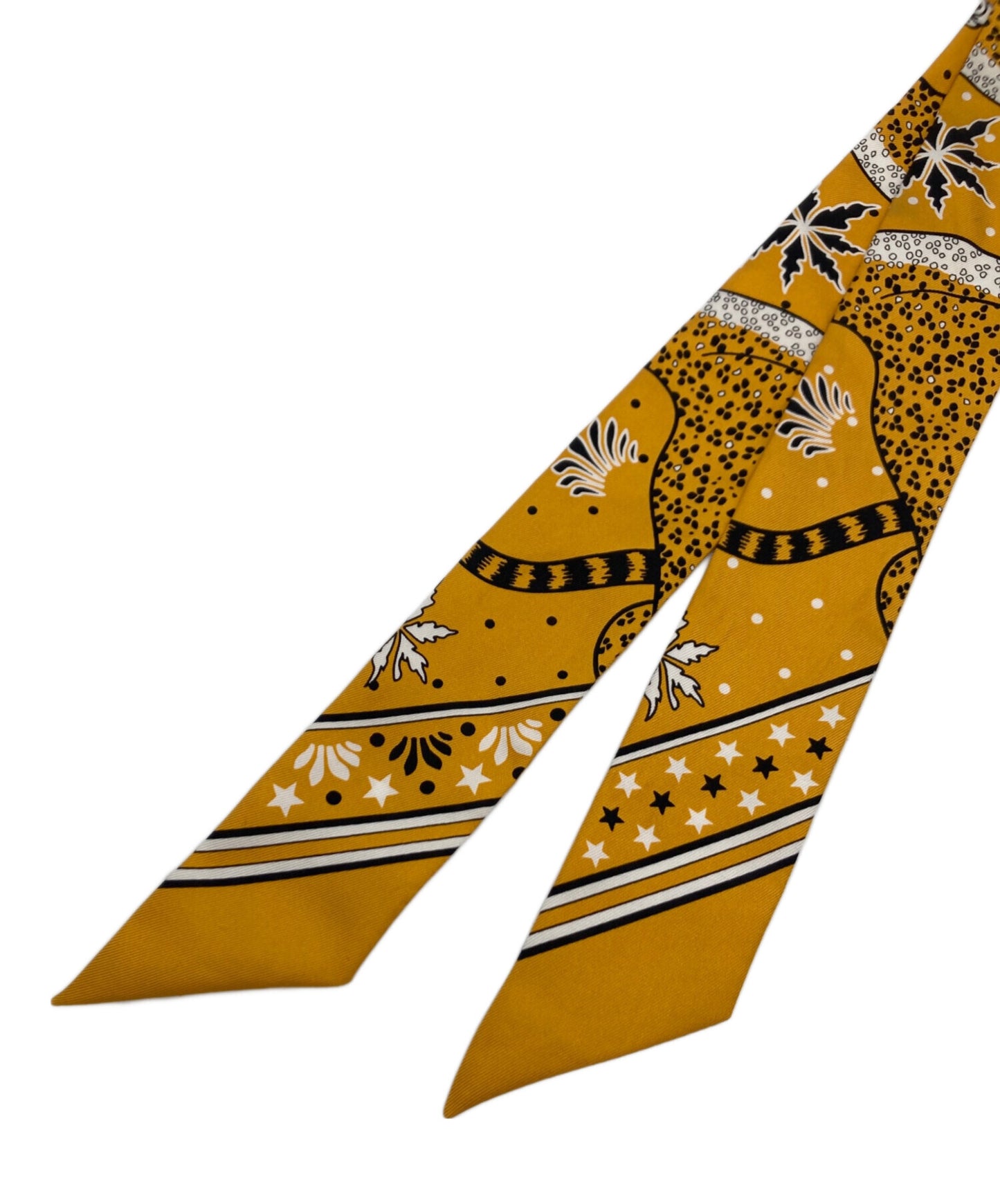 [Pre-owned] HERMES Twirly scarf/silk miel x noir x blanc