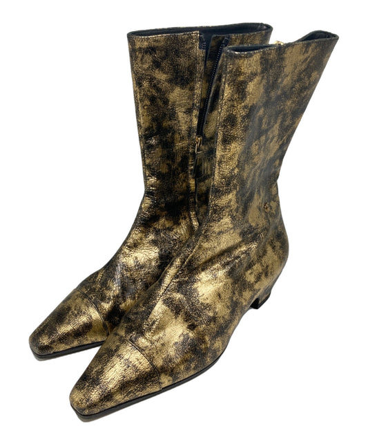 [Pre-owned] CHANEL Side Zip Metallic Boots G34284