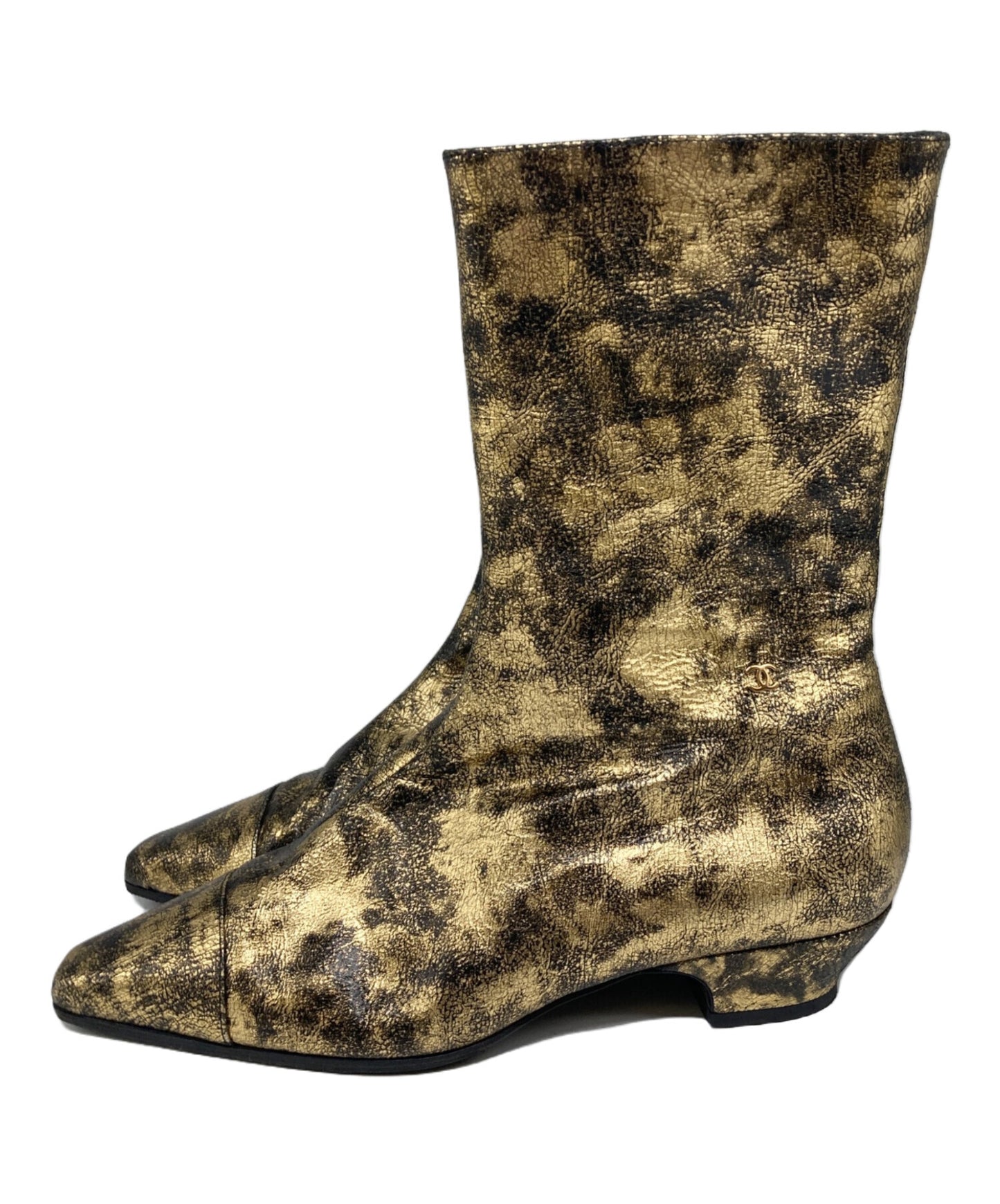 [Pre-owned] CHANEL Side Zip Metallic Boots G34284