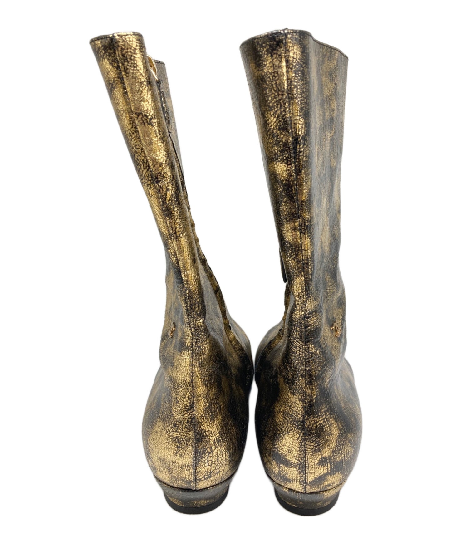 [Pre-owned] CHANEL Side Zip Metallic Boots G34284