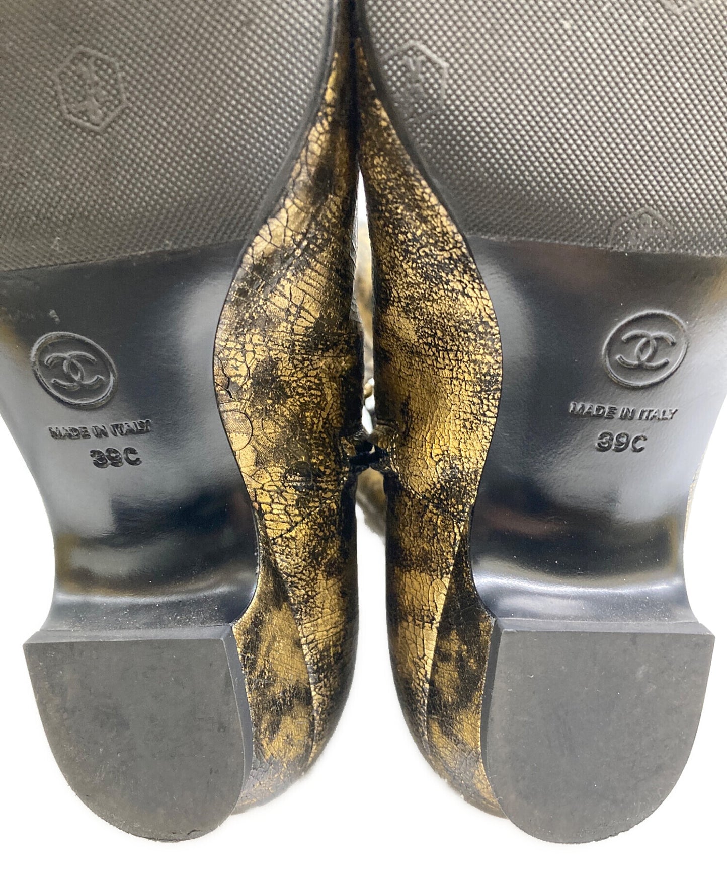 [Pre-owned] CHANEL Side Zip Metallic Boots G34284