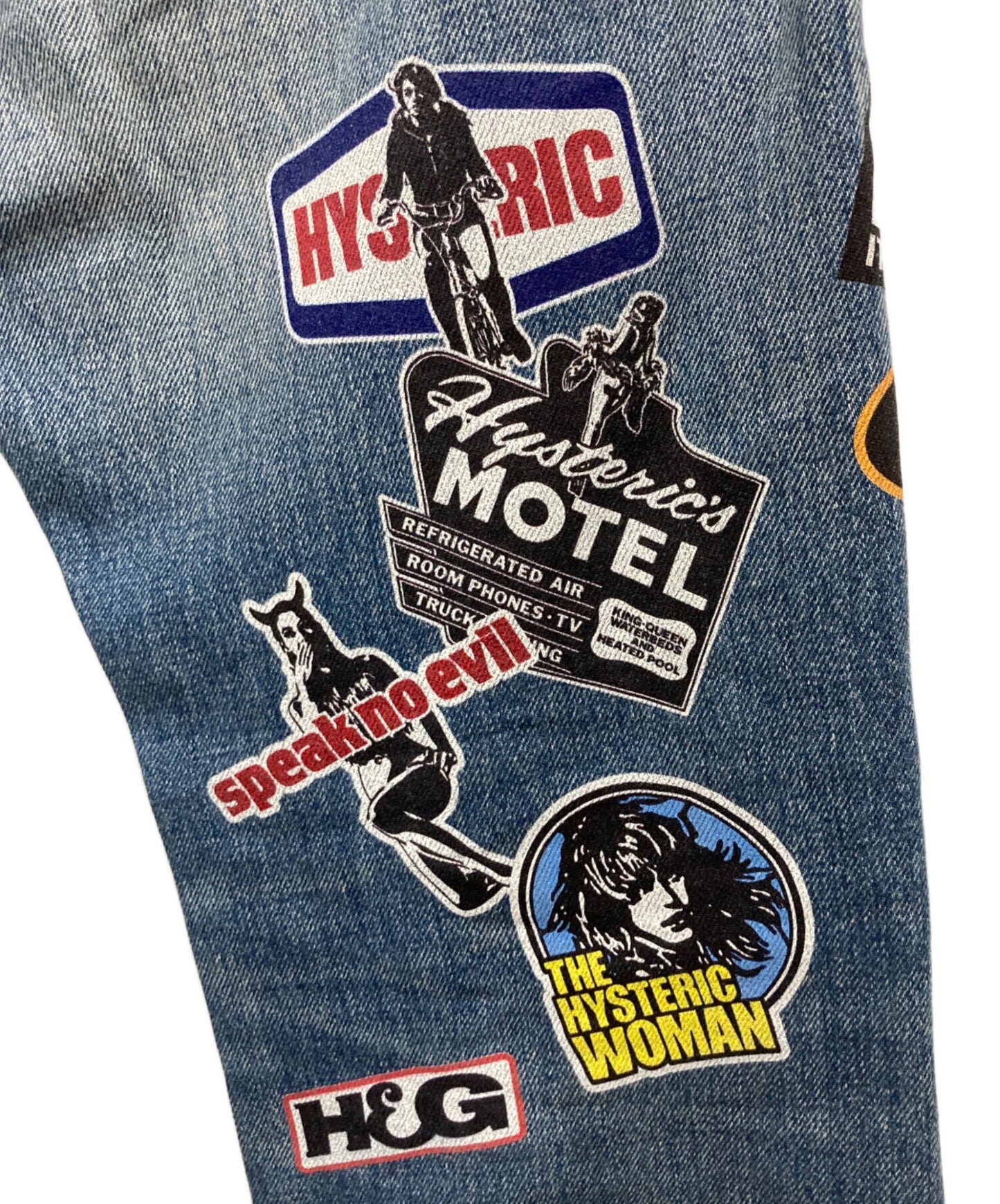 [Pre-owned] Hysteric Glamour Sticker print denim pants 02211AP15