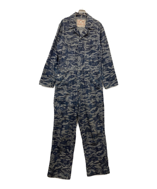 [Pre-owned] EVISU All-Over Print Denim Jumpsuit 1,200