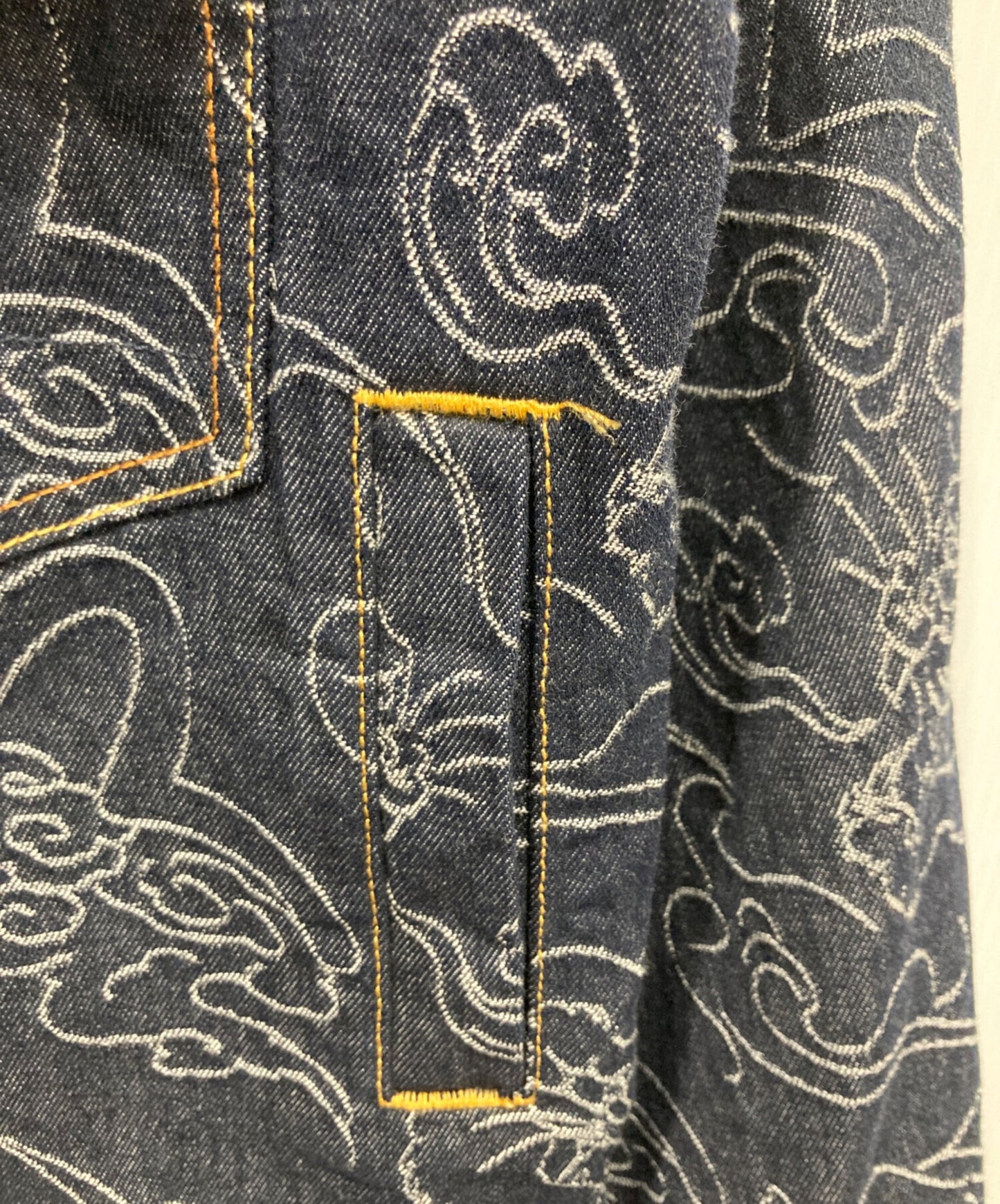[Pre-owned] EVISU All-Over Leopard Jacquard Denim Jacket 2ESHTM6DJ1011RXDN