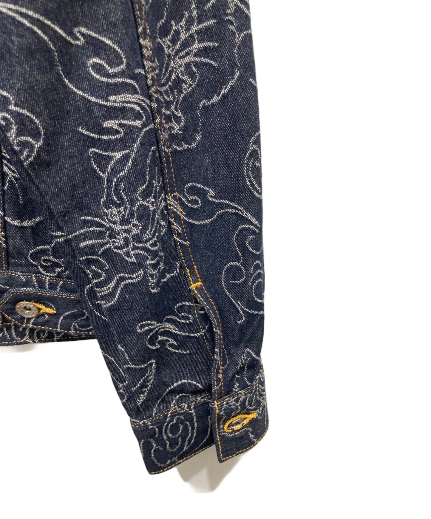 [Pre-owned] EVISU All-Over Leopard Jacquard Denim Jacket 2ESHTM6DJ1011RXDN