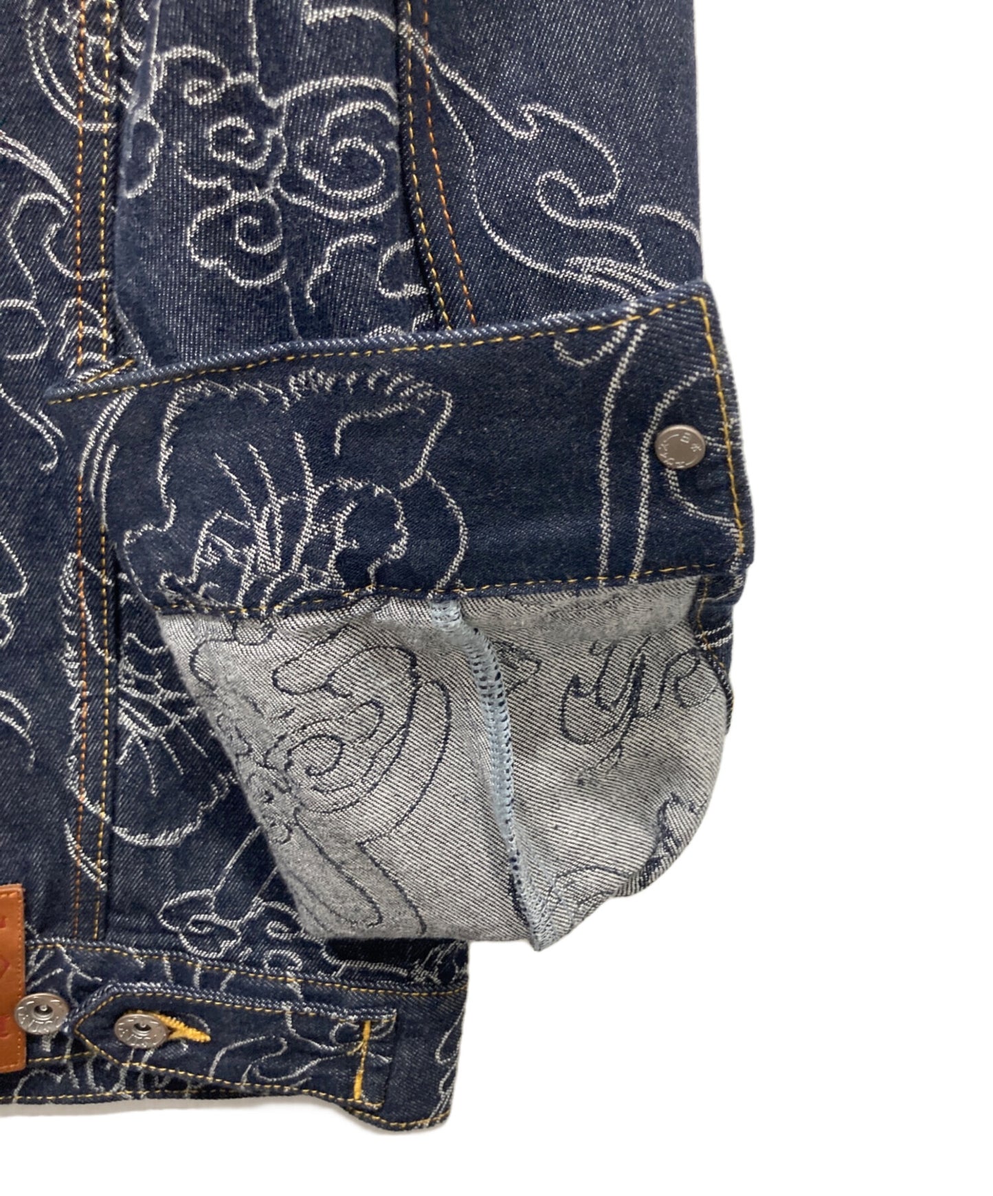 [Pre-owned] EVISU All-Over Leopard Jacquard Denim Jacket 2ESHTM6DJ1011RXDN