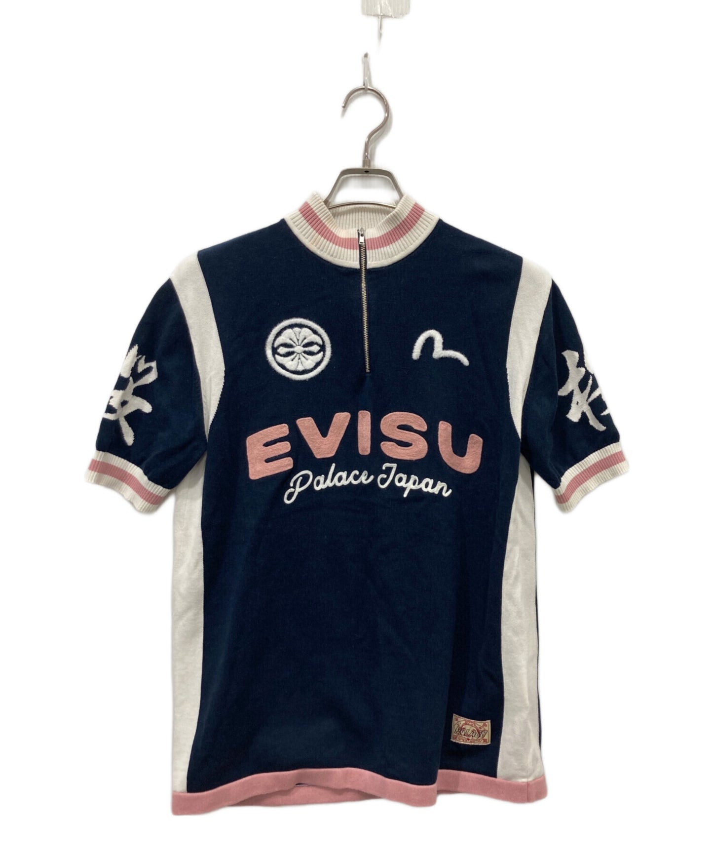 [Pre-owned] EVISU Cycle Knit Polo Shirt "Knit Navy" 2ESPAM6SR6360XXCT