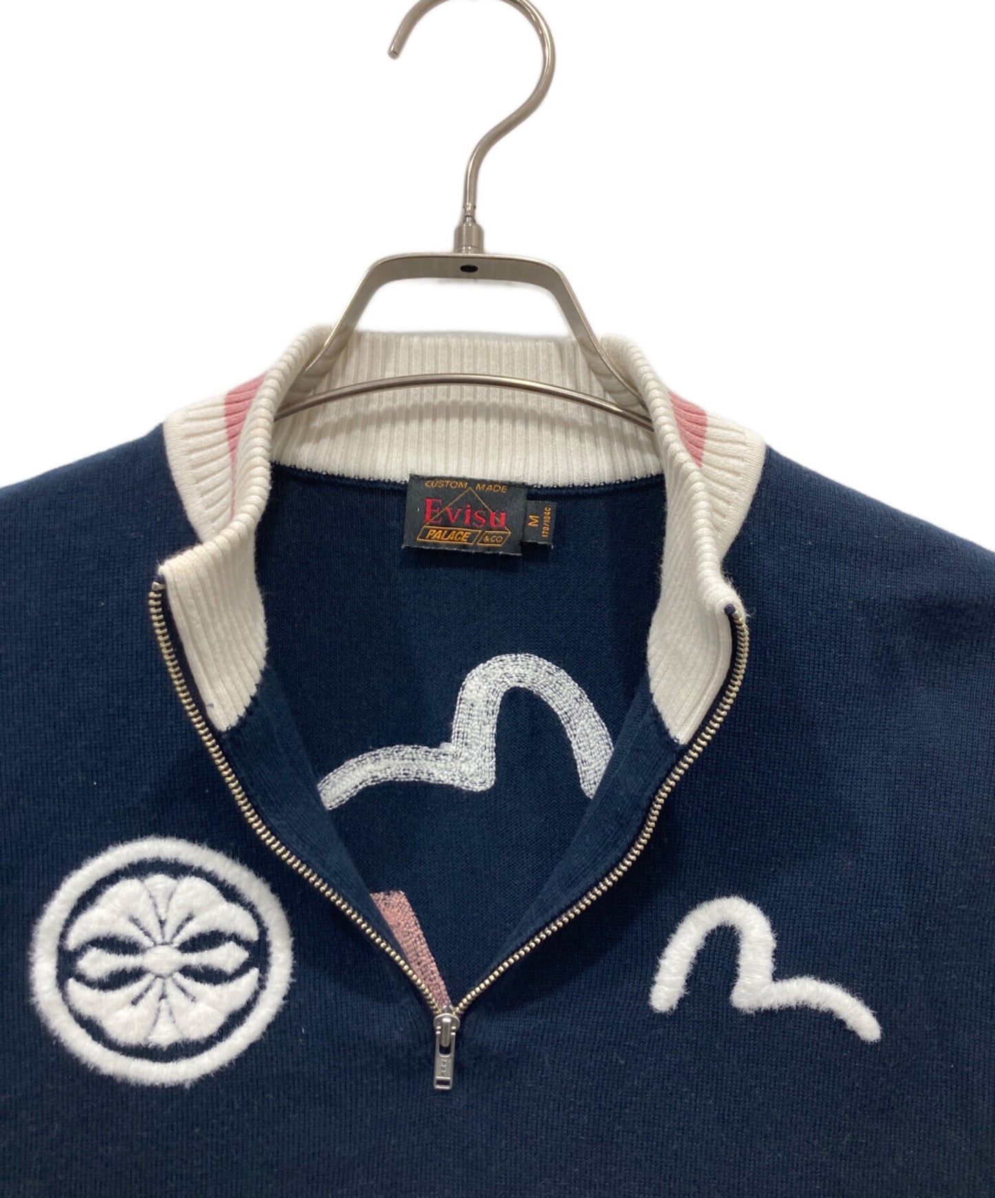 [Pre-owned] EVISU Cycle Knit Polo Shirt "Knit Navy" 2ESPAM6SR6360XXCT