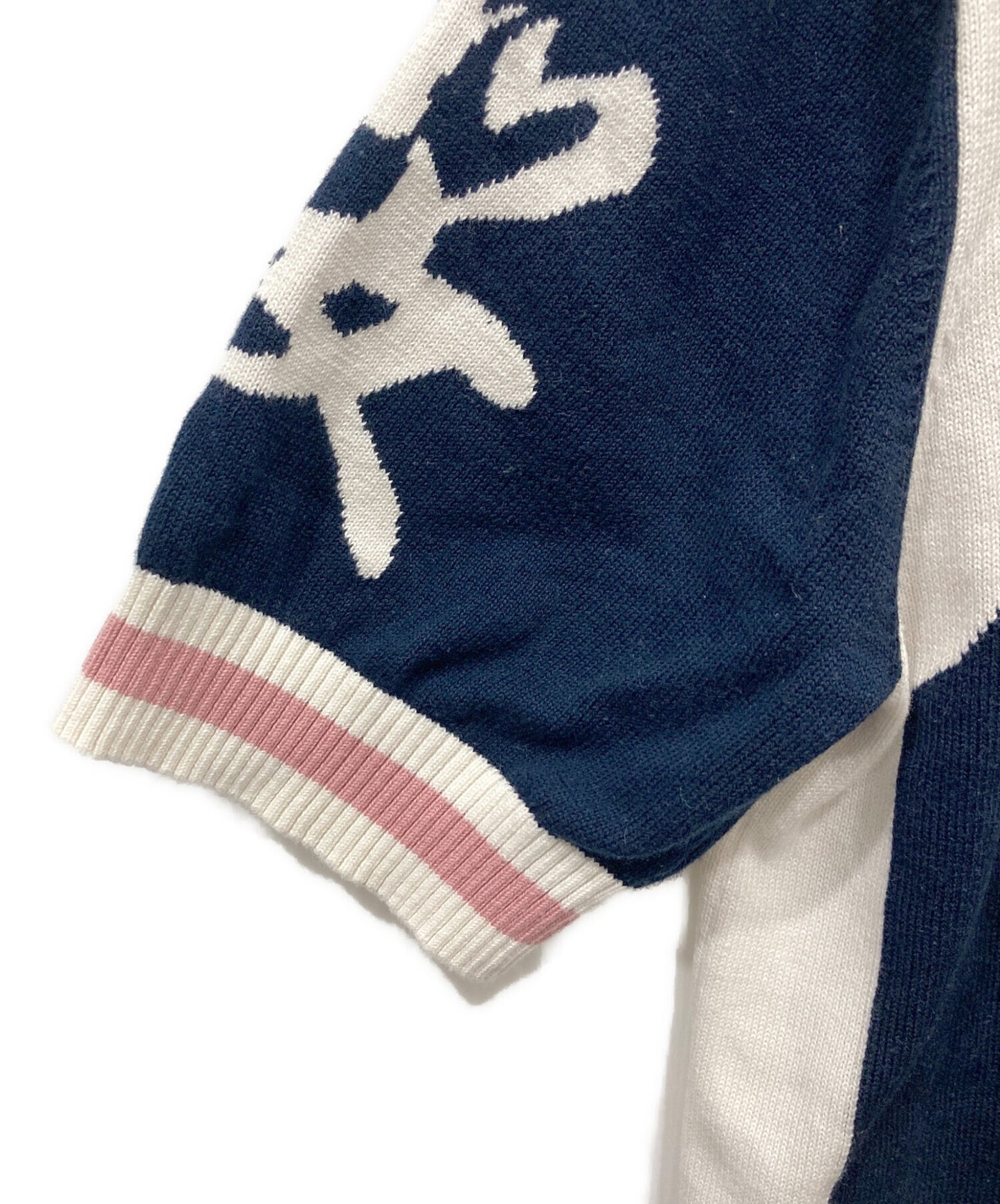 [Pre-owned] EVISU Cycle Knit Polo Shirt "Knit Navy" 2ESPAM6SR6360XXCT