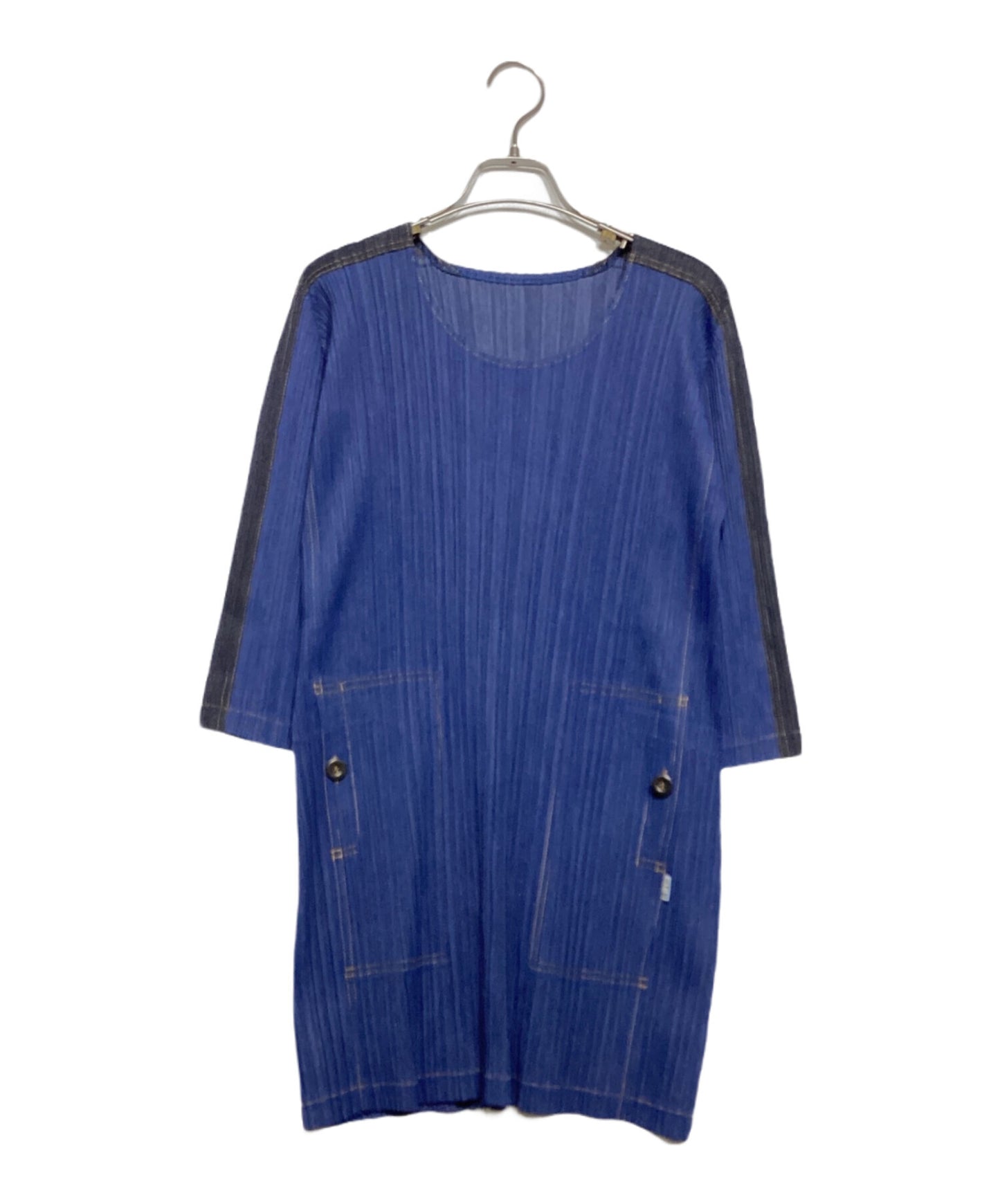 [Pre-owned] PLEATS PLEASE Denim Transfer Cubic Sleeve Tunic Dress PP33-JT674