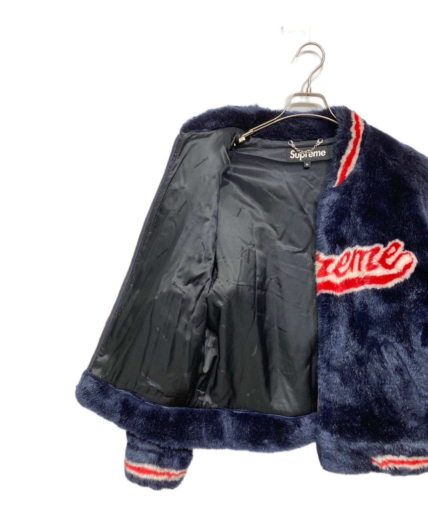 [Pre-owned] SUPREME Faux Fur Varsity Jacket