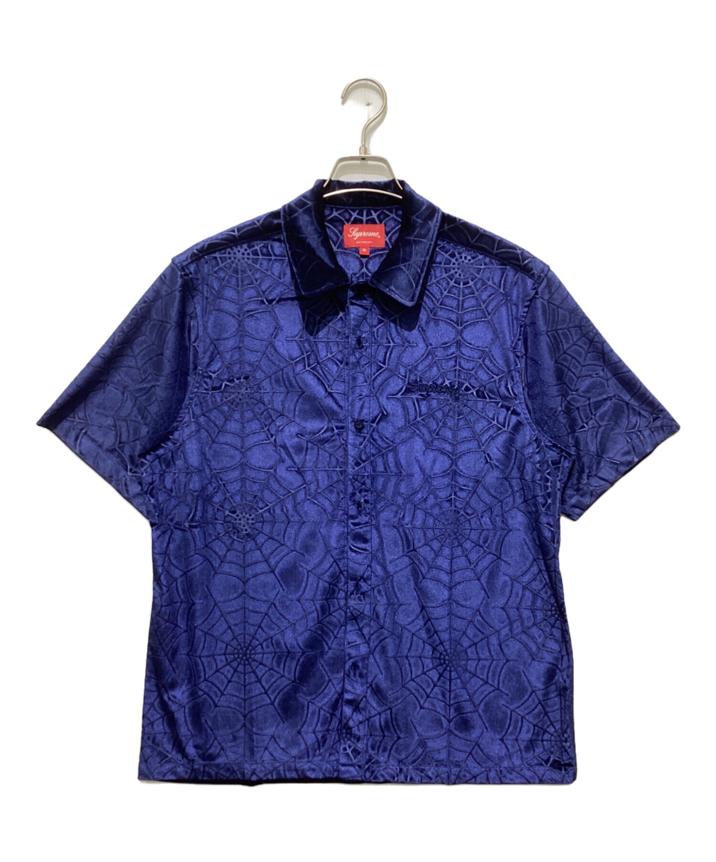 [Pre-owned] SUPREME 21AW Spider Web Velvet S/S Shirt