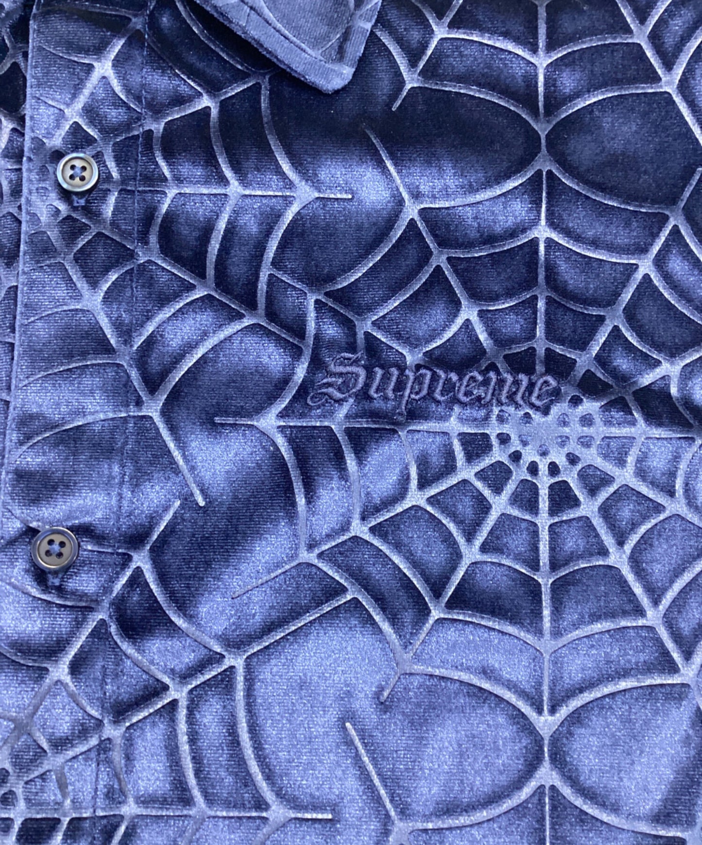 [Pre-owned] SUPREME 21AW Spider Web Velvet S/S Shirt