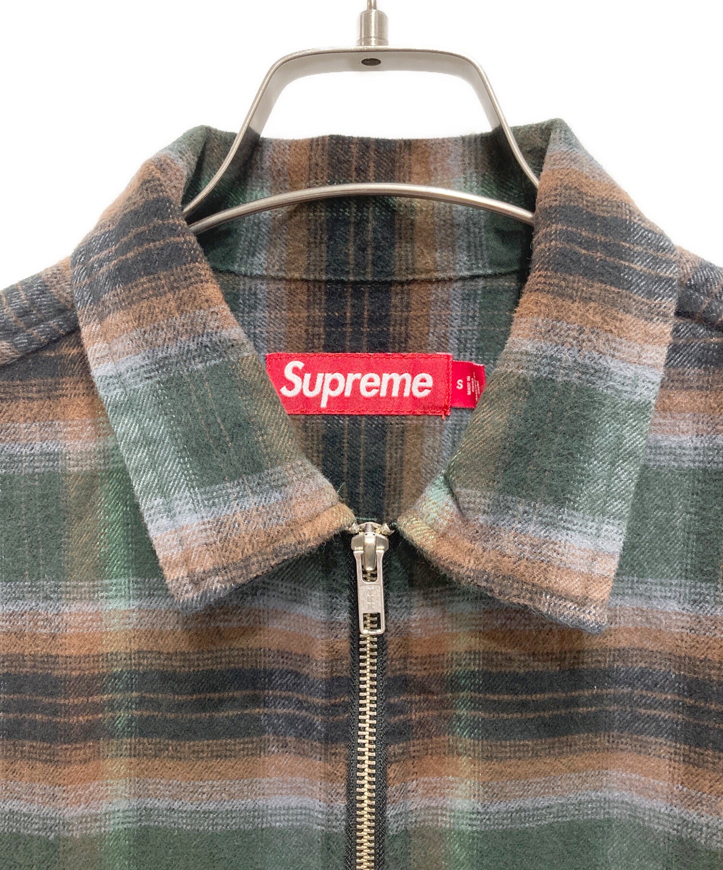 [Pre-owned] SUPREME Shadow Plaid Flannel Zip Up Shirt