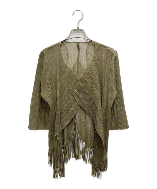 [Pre-owned] PLEATS PLEASE Fringe Mesh Lace Cardigan PP93-J0565