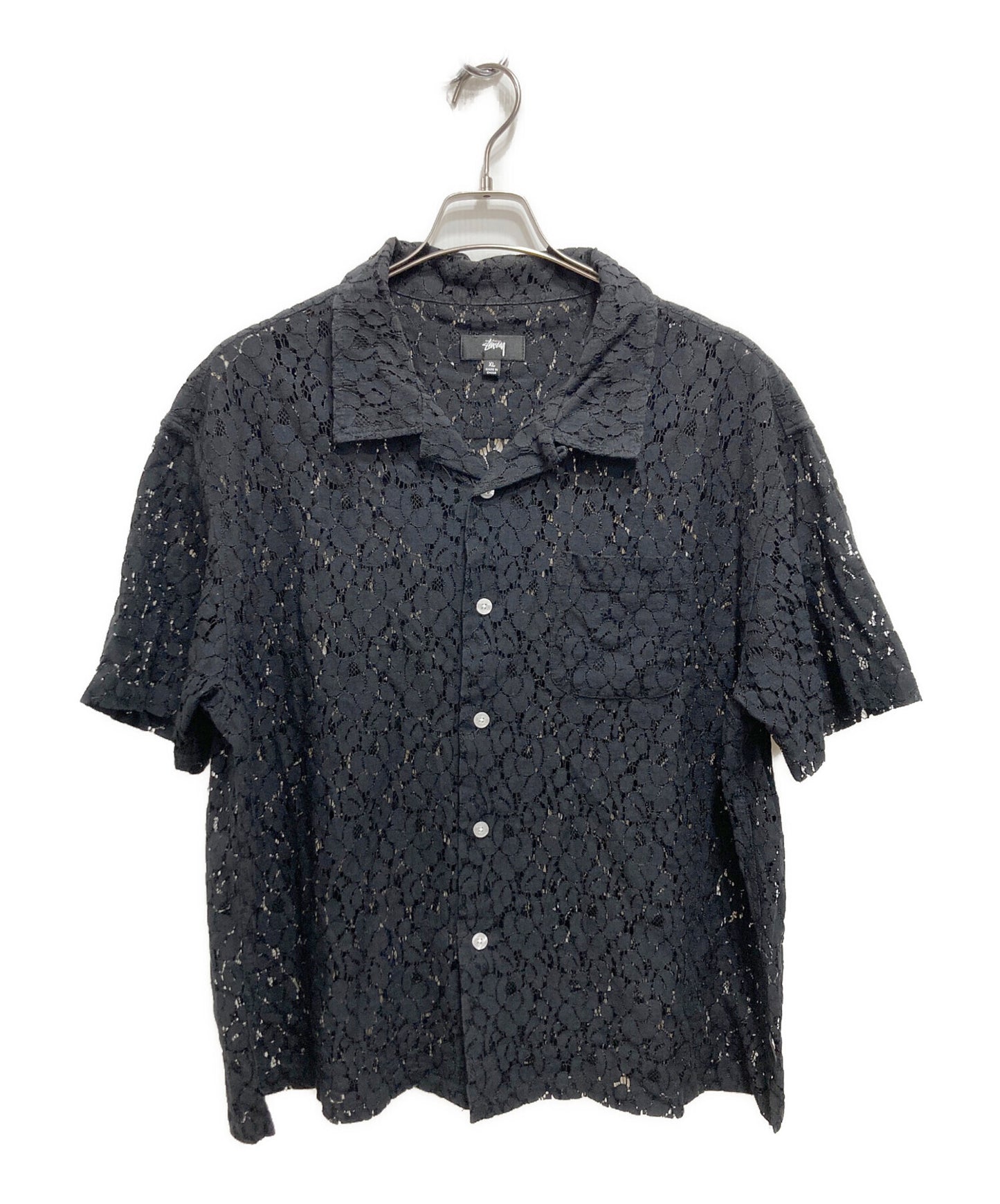 [Pre-owned] stussy Floral Pattern Lace / Open Collar Shirt 1110178