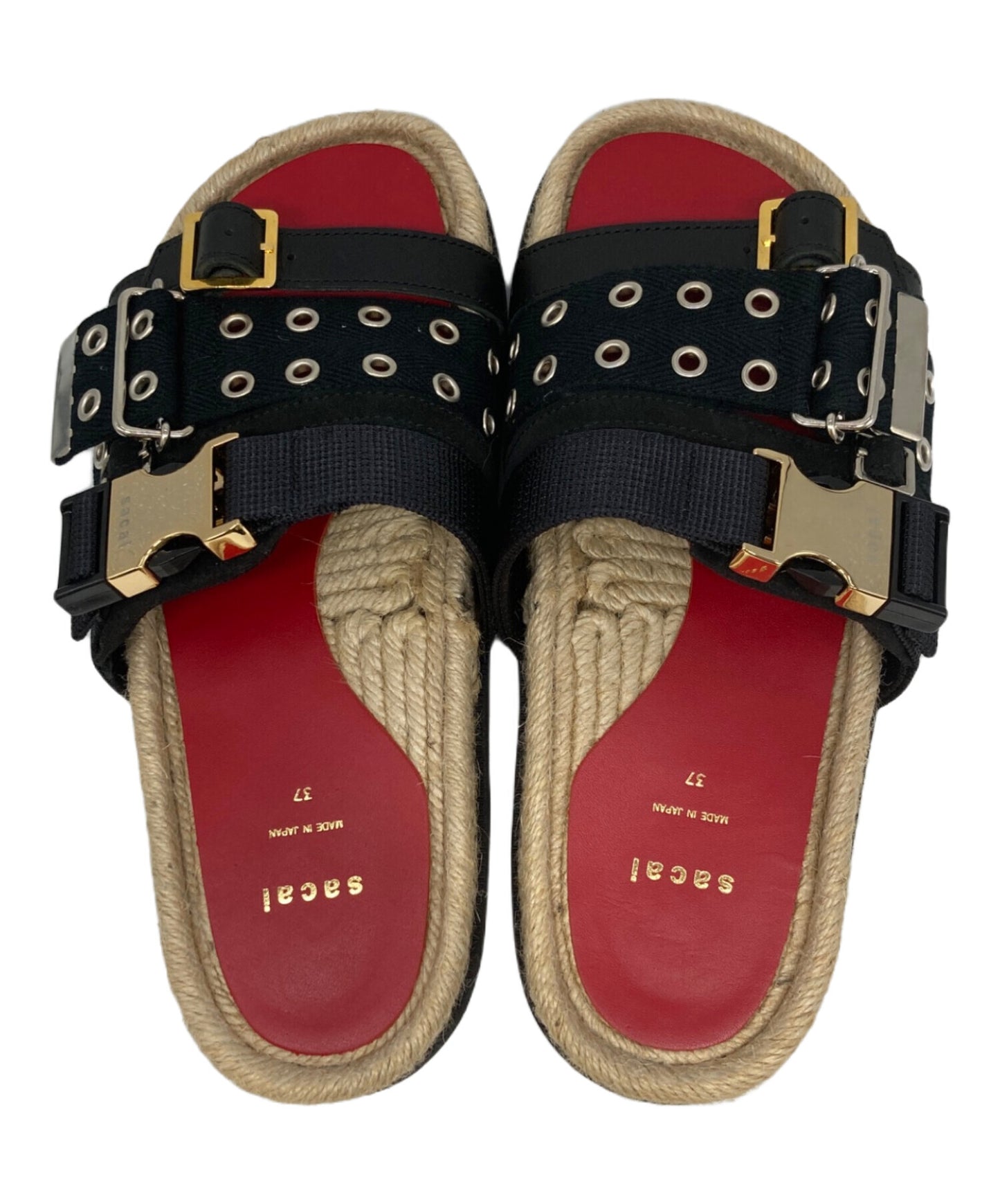 [Pre-owned] sacai Buckled Strap, Vibram Sole, Flat Sandals 20-05118