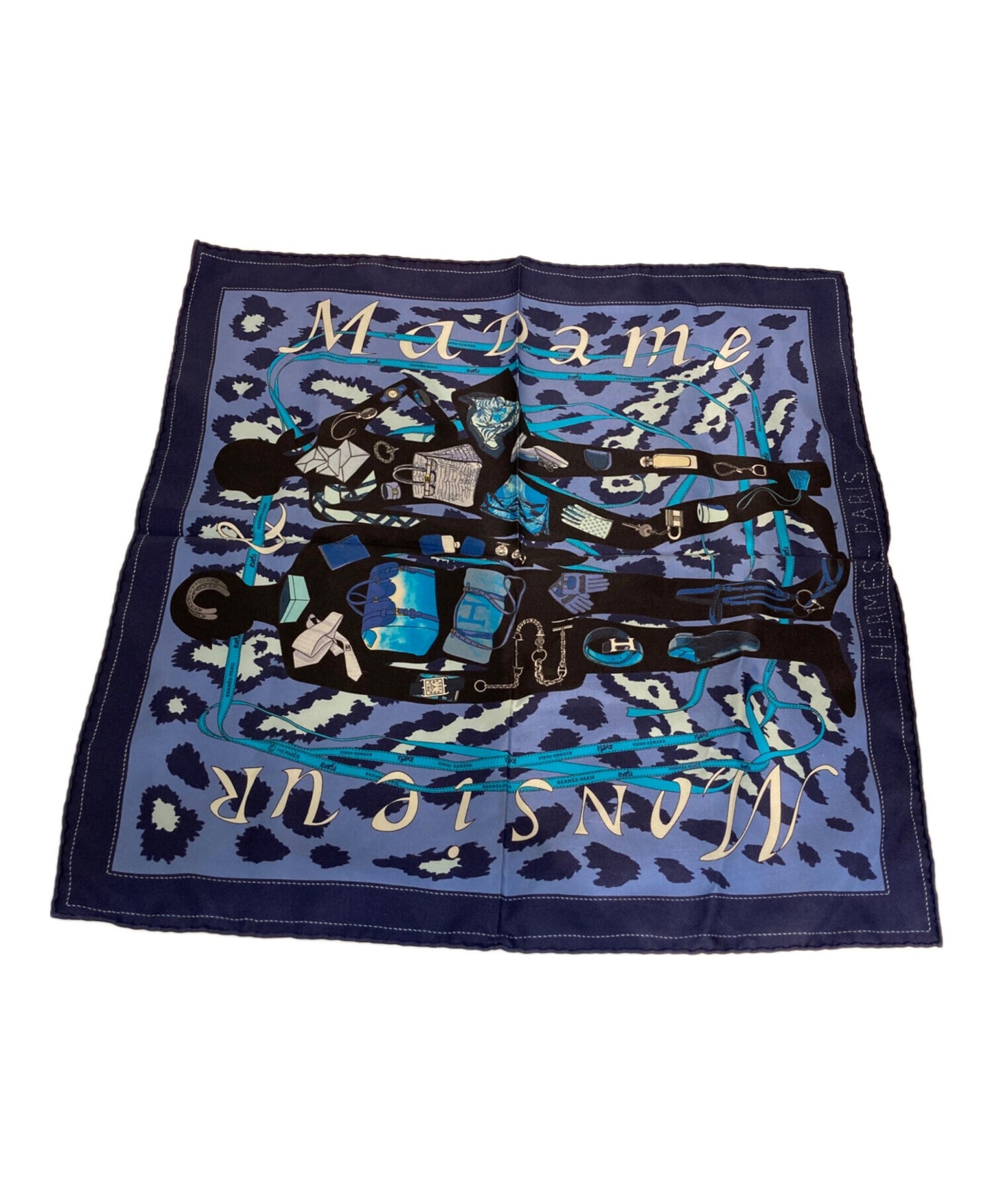 [Pre-owned] HERMES Monsieur & Madameka Pattern / Petit Carré 40 / Silk Scarf