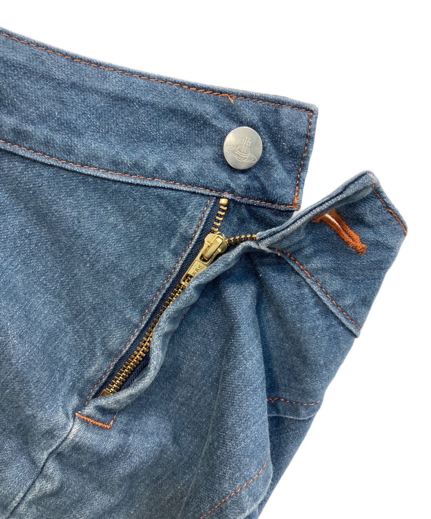 [Pre-owned] Vivienne Westwood RED LABEL Asymmetrical Orb-Embroidered Denim Skirt January 24, 2001