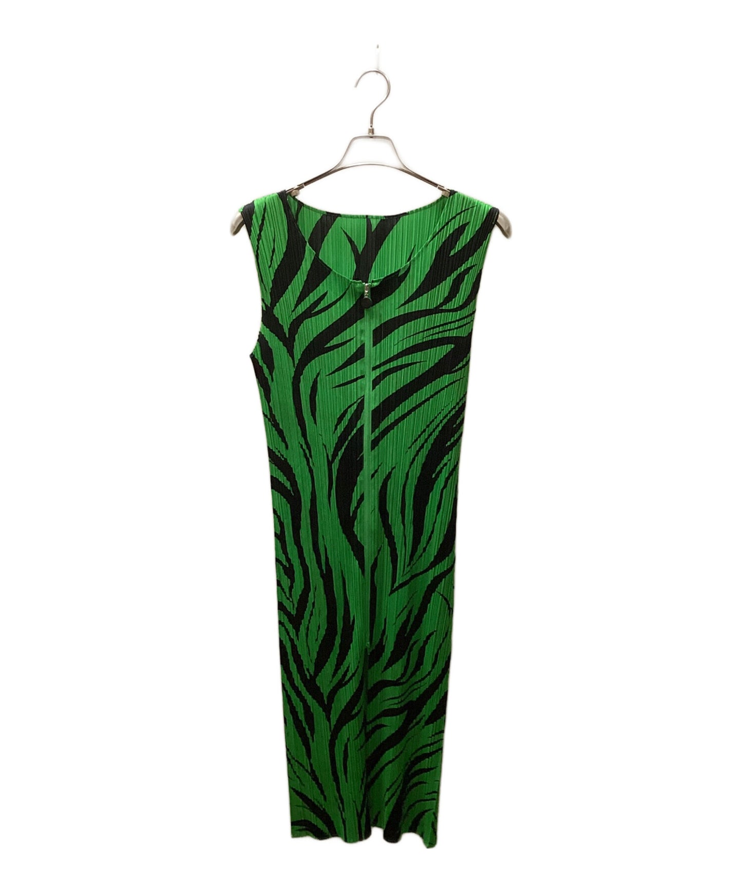 [Pre-owned] PLEATS PLEASE Zebra Pleated Zip Sleeveless Dress PP71-JE696