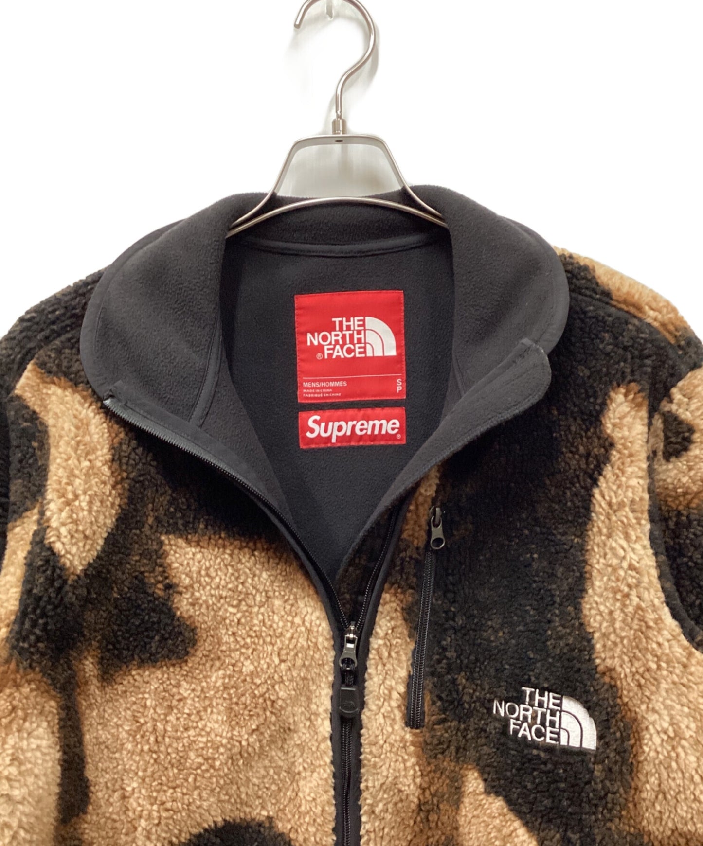 [Pre-owned] SUPREME Bleached Denim Print Fleece Jacket NA52100I