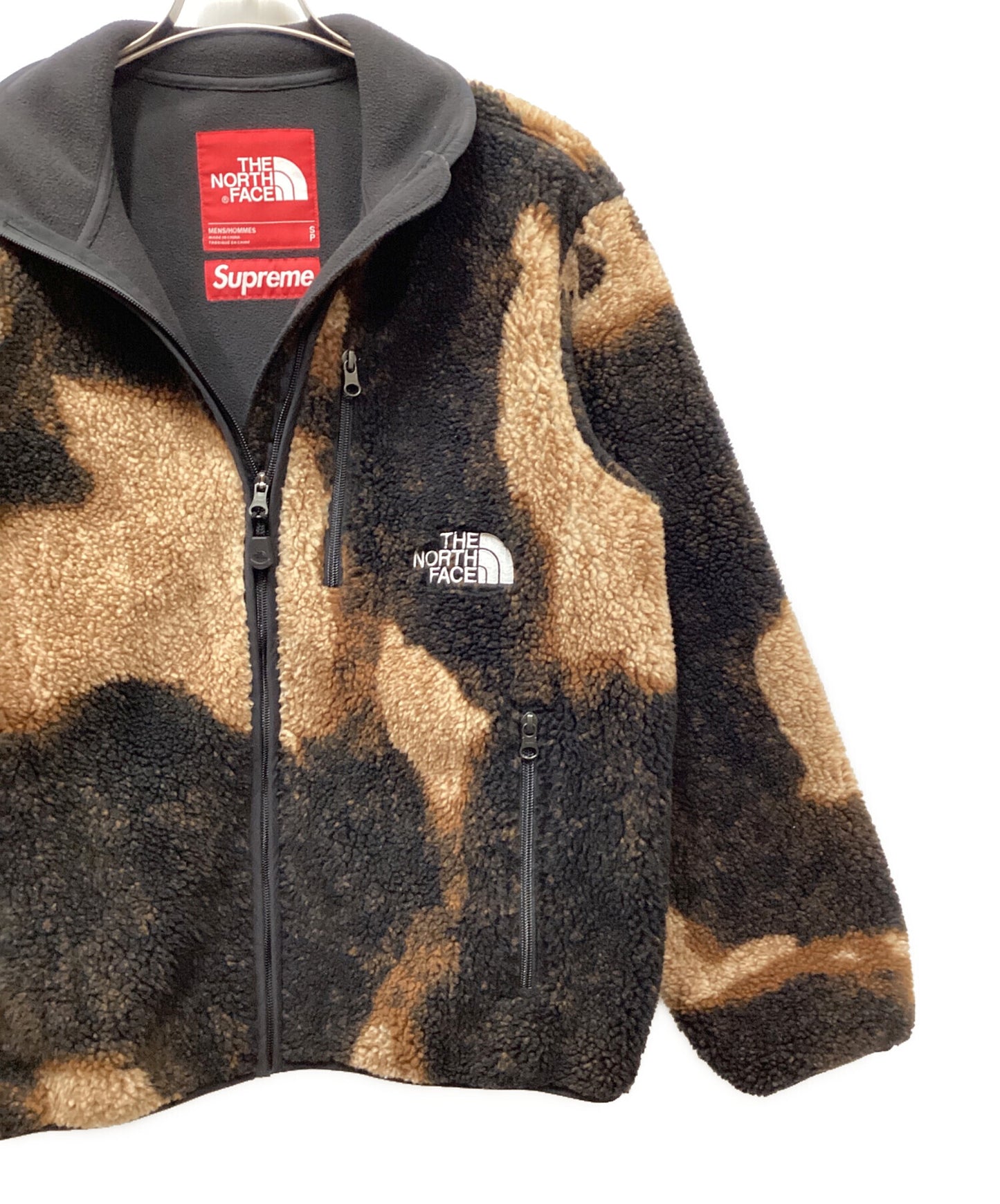 [Pre-owned] SUPREME Bleached Denim Print Fleece Jacket NA52100I