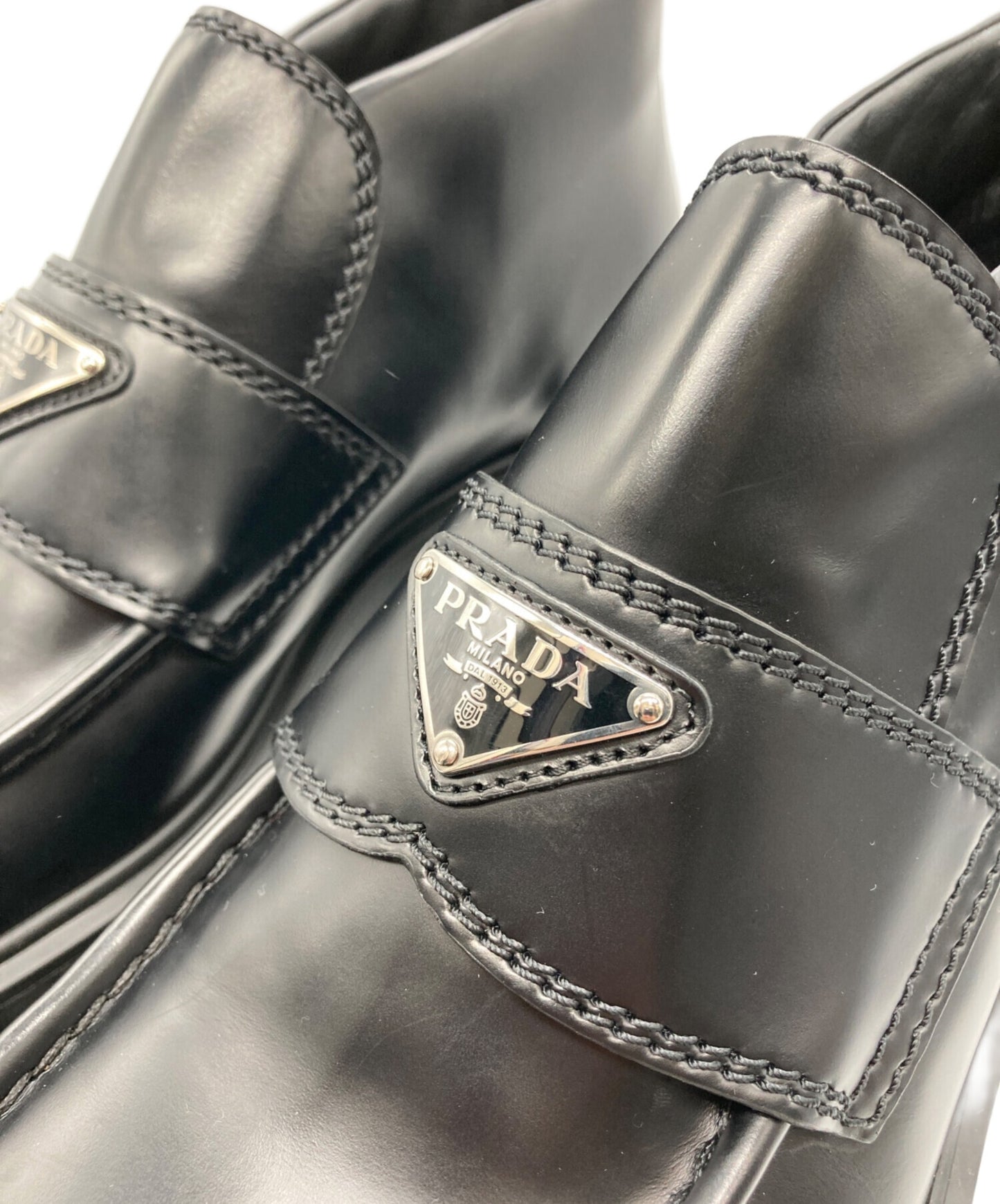[Pre-owned] PRADA Monolith Short Loafer Boots 2TE194