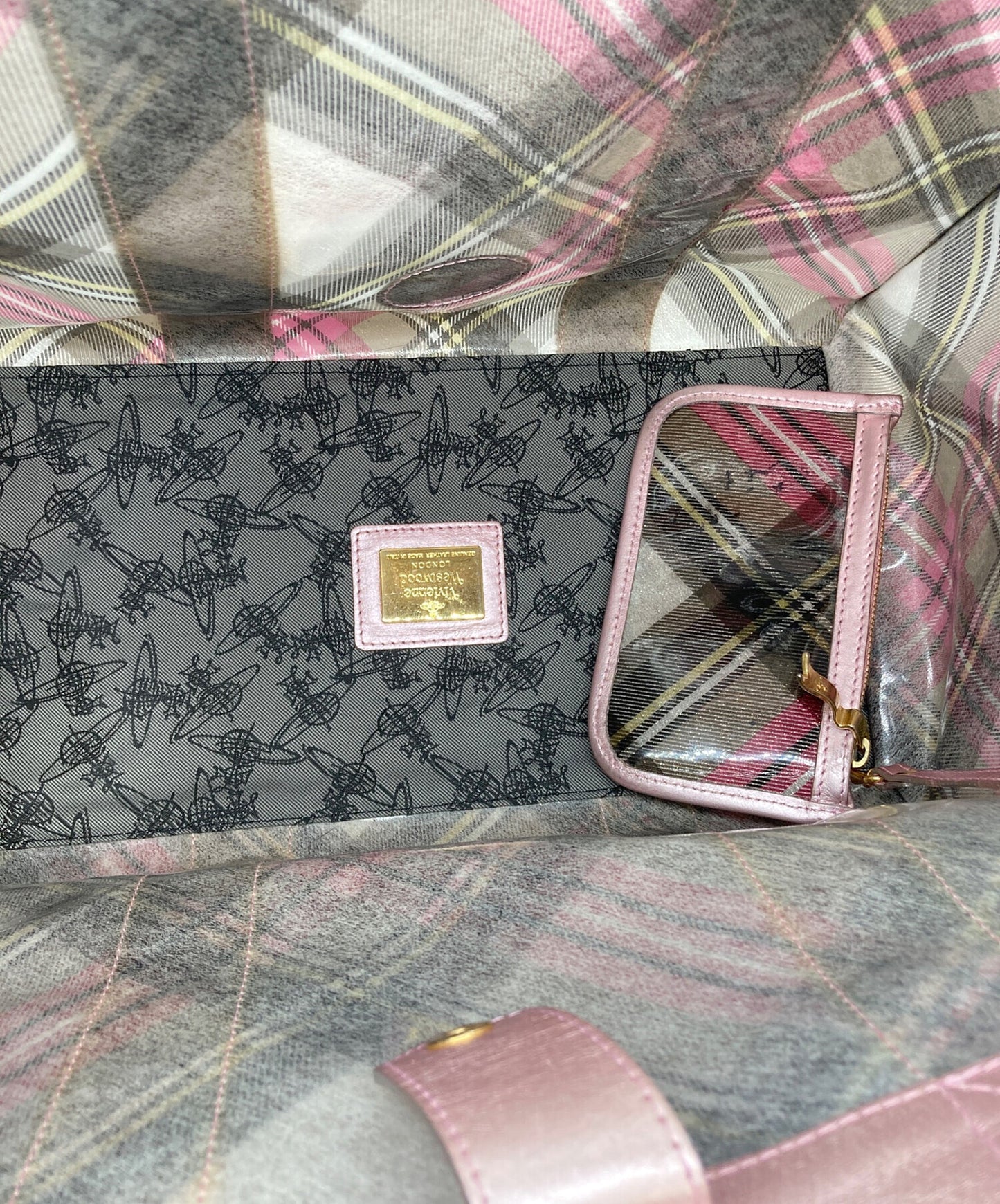 [Pre-owned] Vivienne Westwood Tartan Checked Enamel Tote Bag