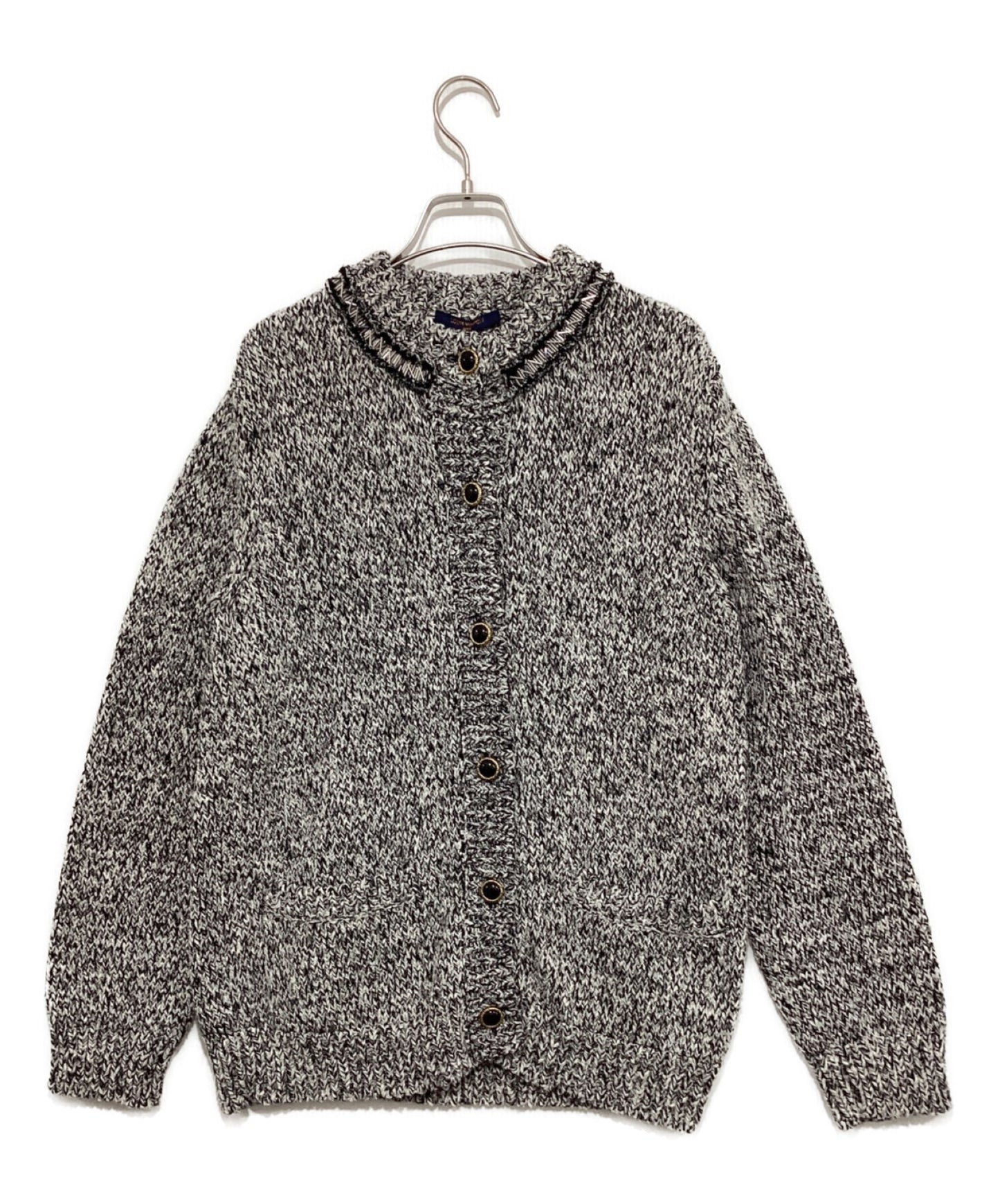 [Pre-owned] LOUIS VUITTON Rhinestone Trim Tweed Effect Knit Cardigan RW221B/OJ7/FMKC82