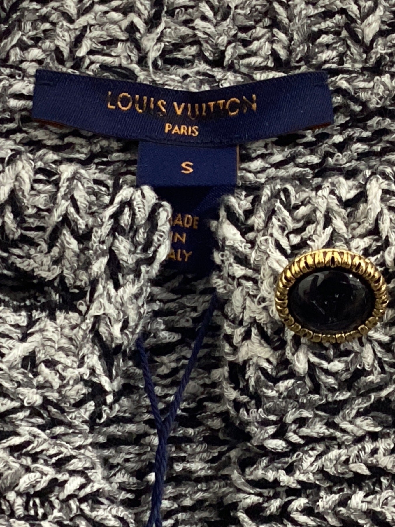 [Pre-owned] LOUIS VUITTON Rhinestone Trim Tweed Effect Knit Cardigan RW221B/OJ7/FMKC82