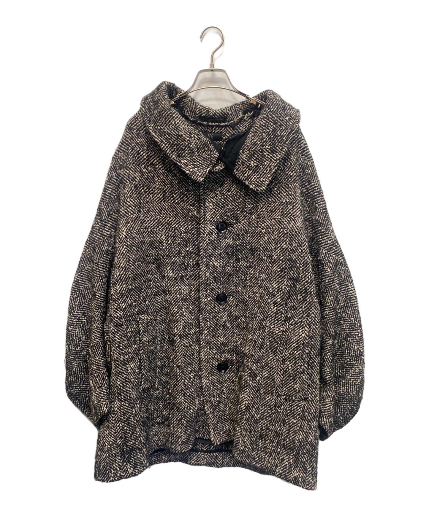 [Pre-owned] Y's WOOL SLUB YARN HERRINGBONE MIDDLE CAPE COAT YX-C07-110