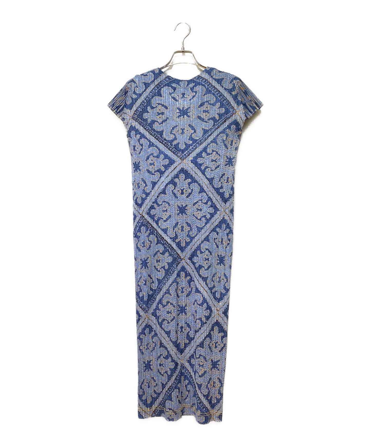 [Pre-owned] PLEATS PLEASE Short-sleeved dress with all-over pattern PP91-JH563