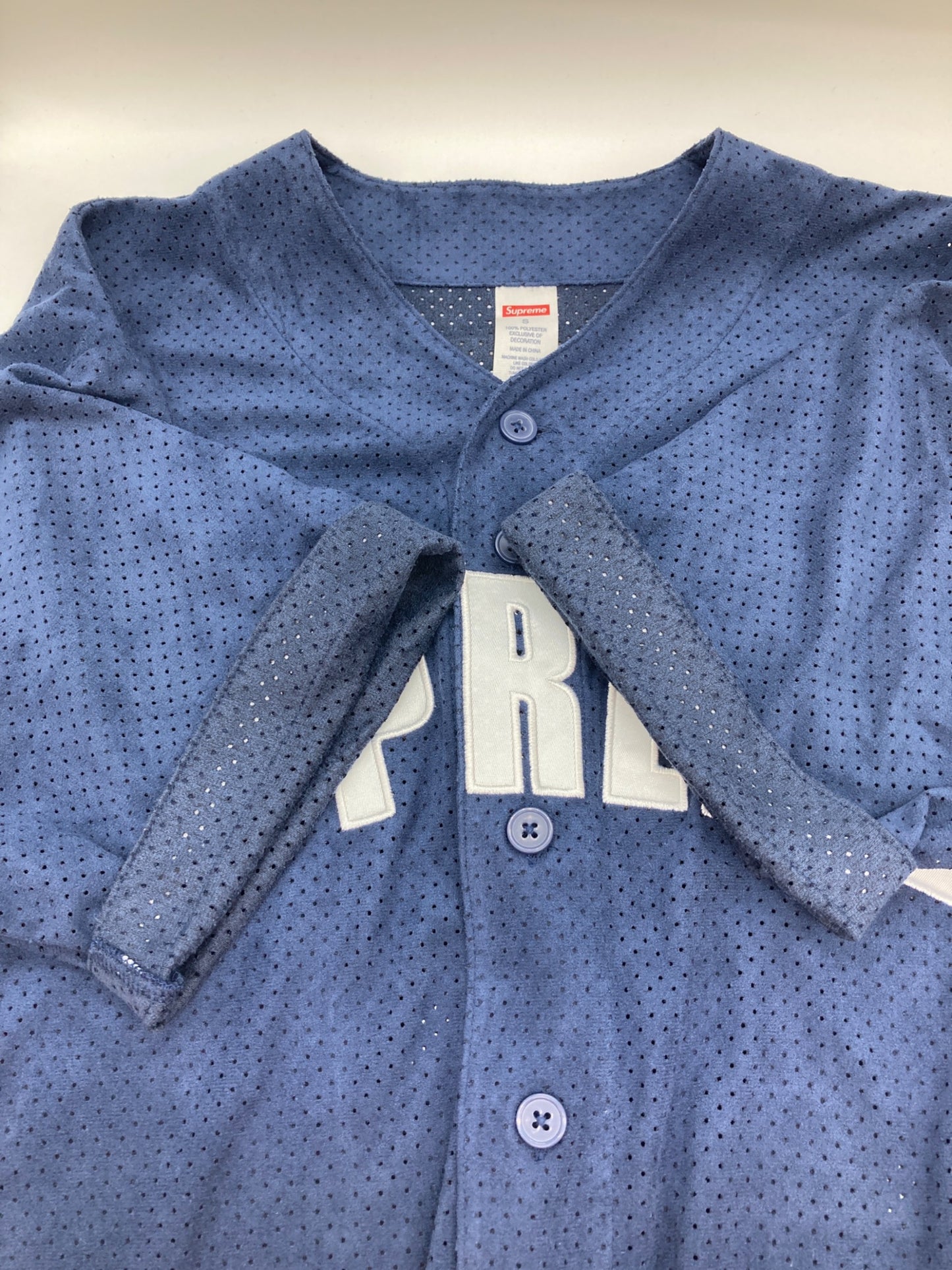 [Pre-owned] SUPREME Ultrasuede Mesh Baseball Jersey