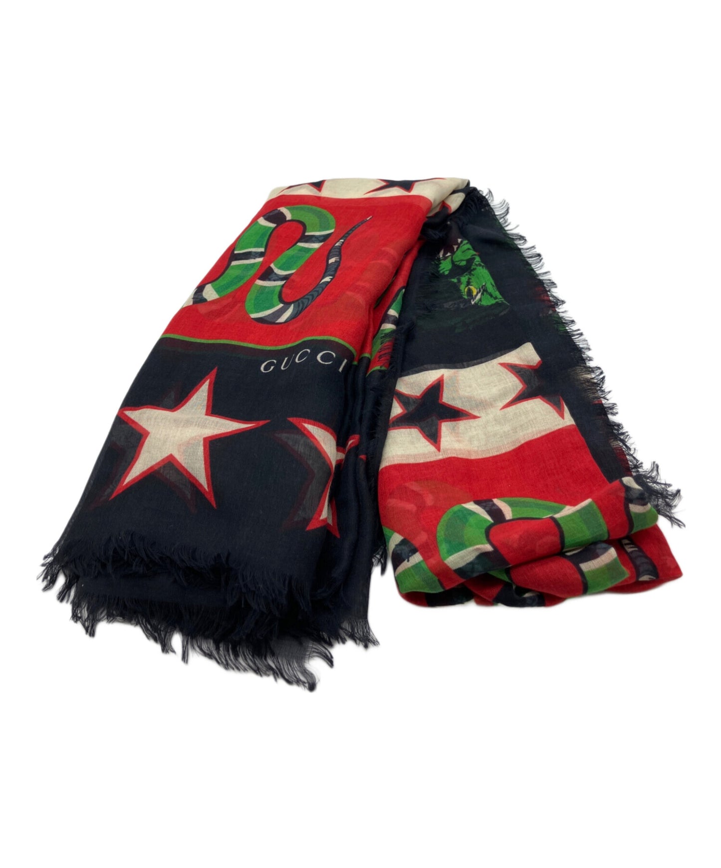 [Pre-owned] GUCCI Mixed Symbol Print Modal & Silk Scarf