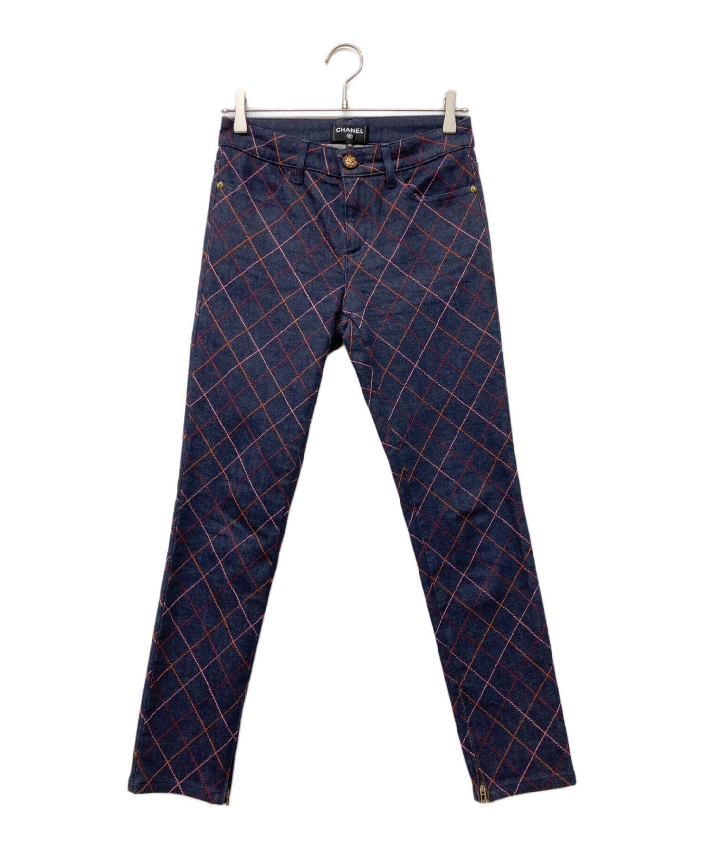 [Pre-owned] CHANEL Stitch Design Denim Pants / Denim Pants P56769V43106