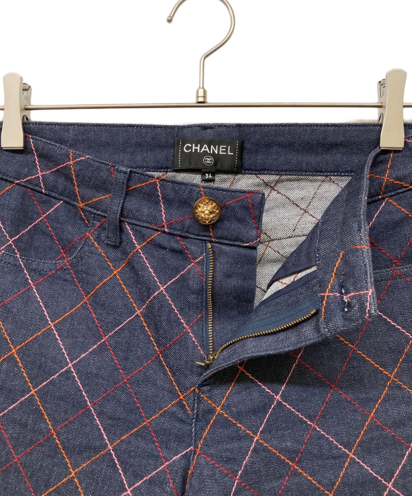 [Pre-owned] CHANEL Stitch Design Denim Pants / Denim Pants P56769V43106