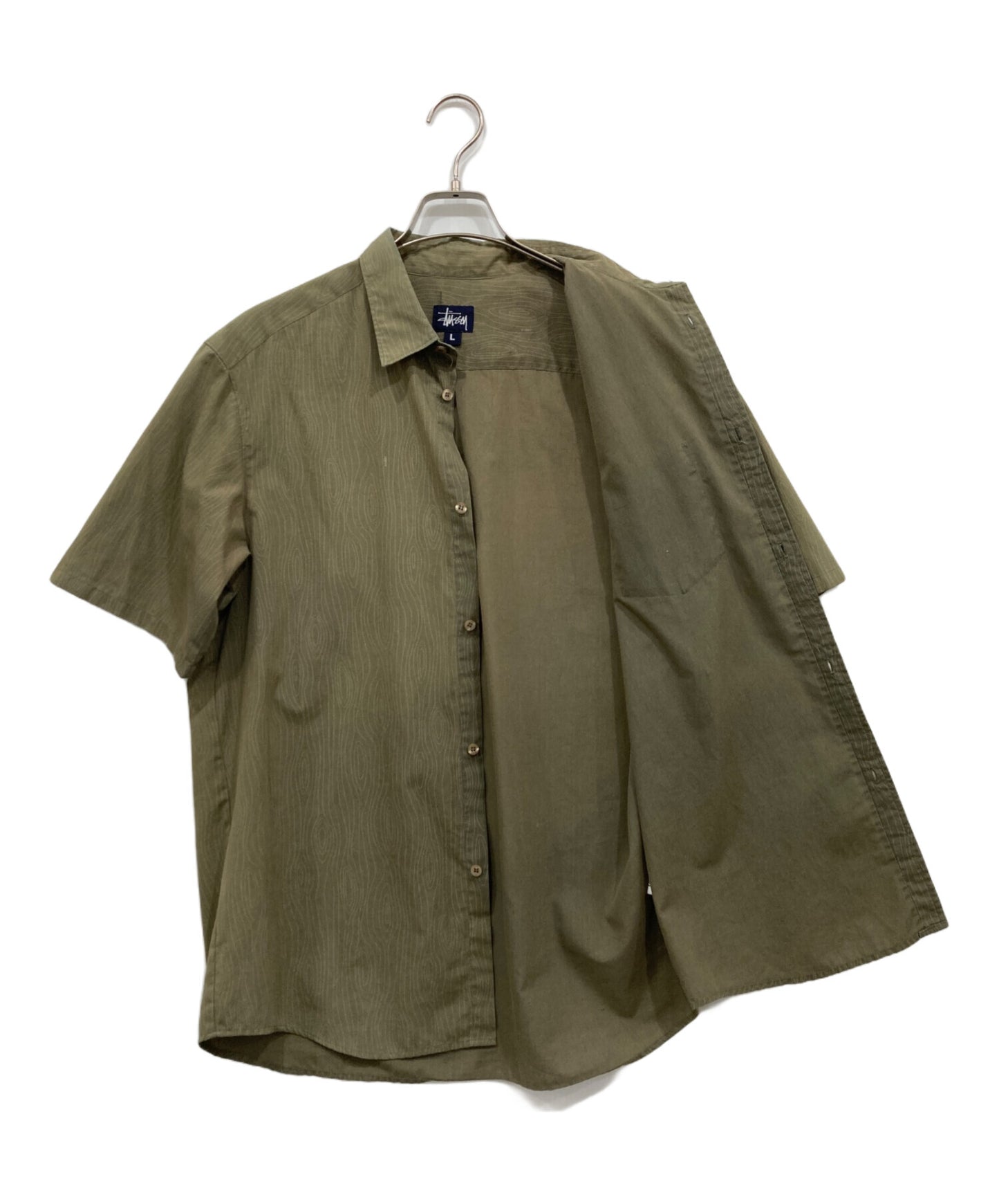 [Pre-owned] stussy wood grain pattern shirt
