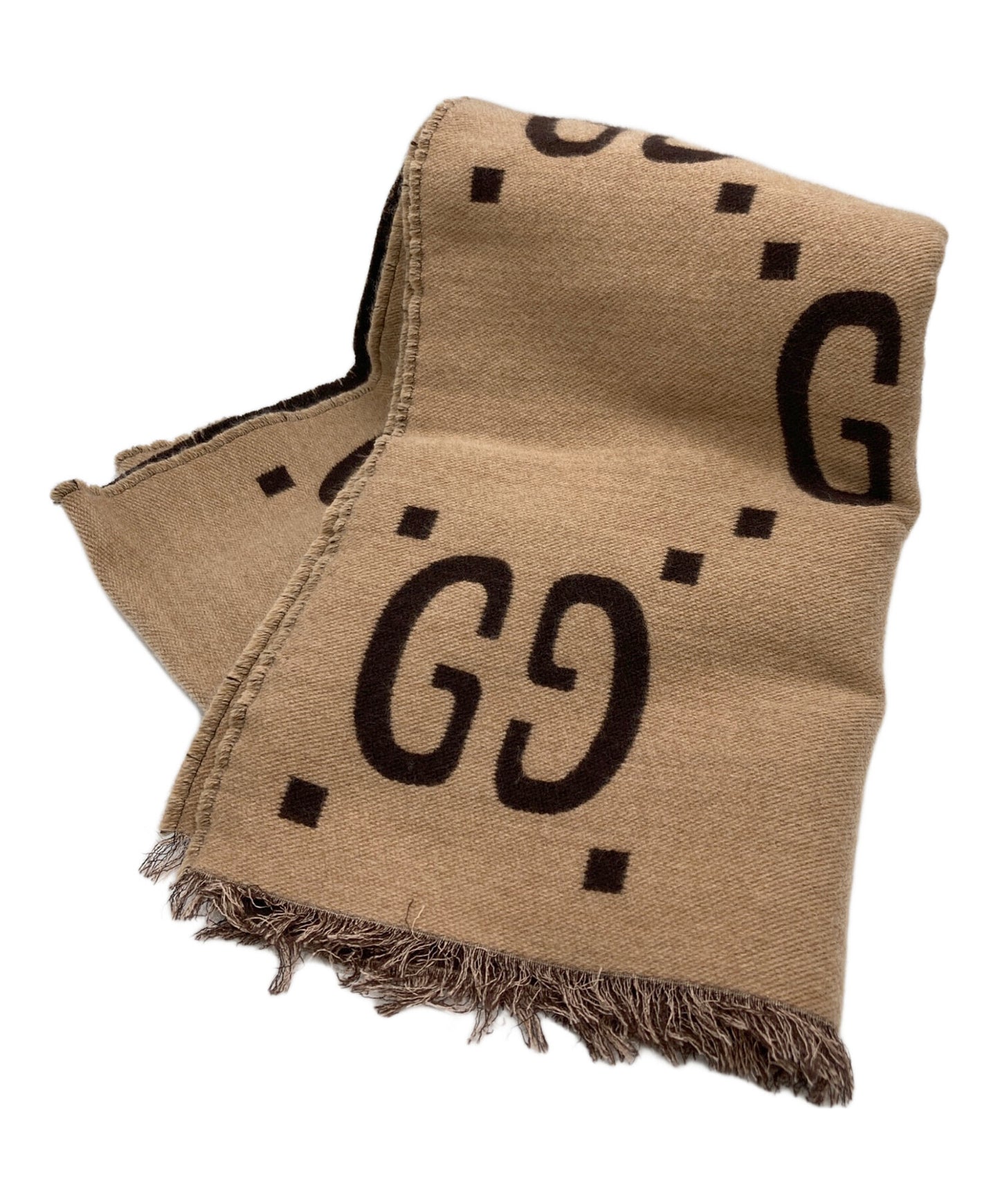 [Pre-owned] GUCCI GG jacquard wool-silk scarf 495592