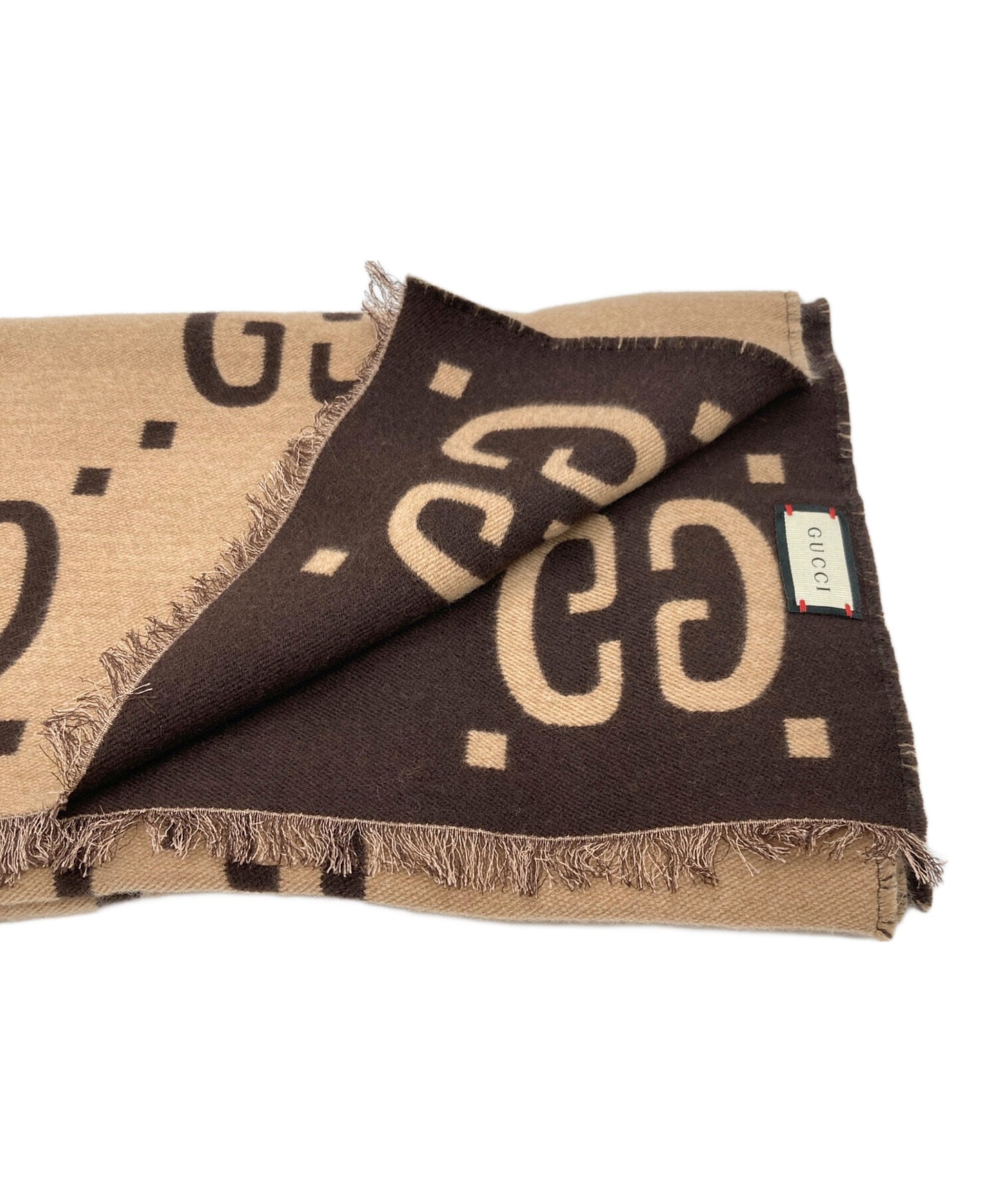 [Pre-owned] GUCCI GG jacquard wool-silk scarf 495592