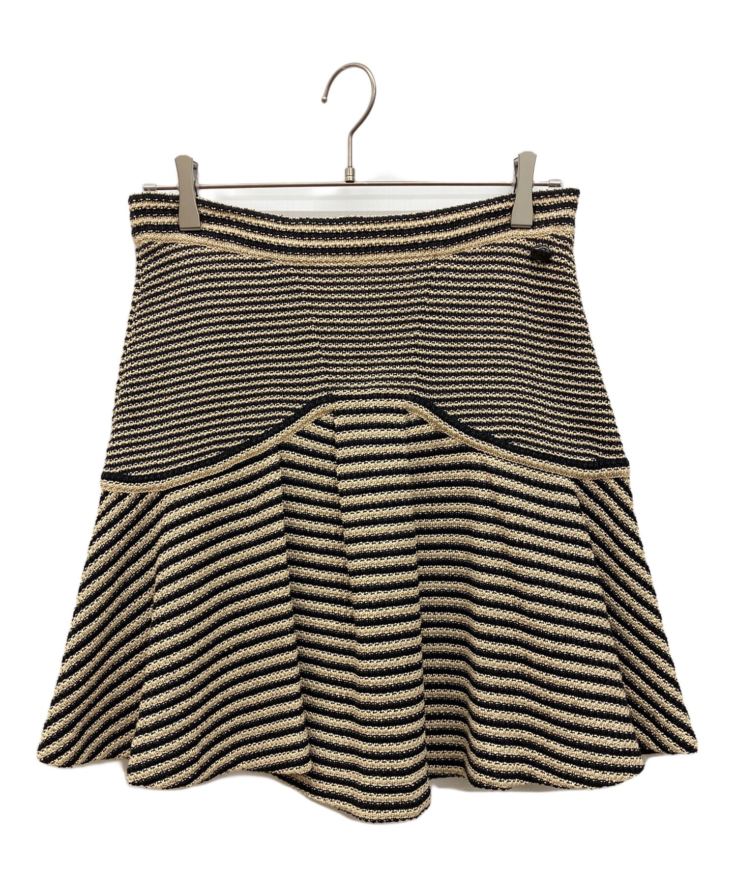 [Pre-owned] CHANEL Coco Mark Striped Knit Skirt P51179K06588