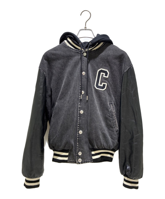 [Pre-owned] CELINE Loose Teddy Jacket / Charcoal Wash Denim/Leather Jacket 2Q937947F