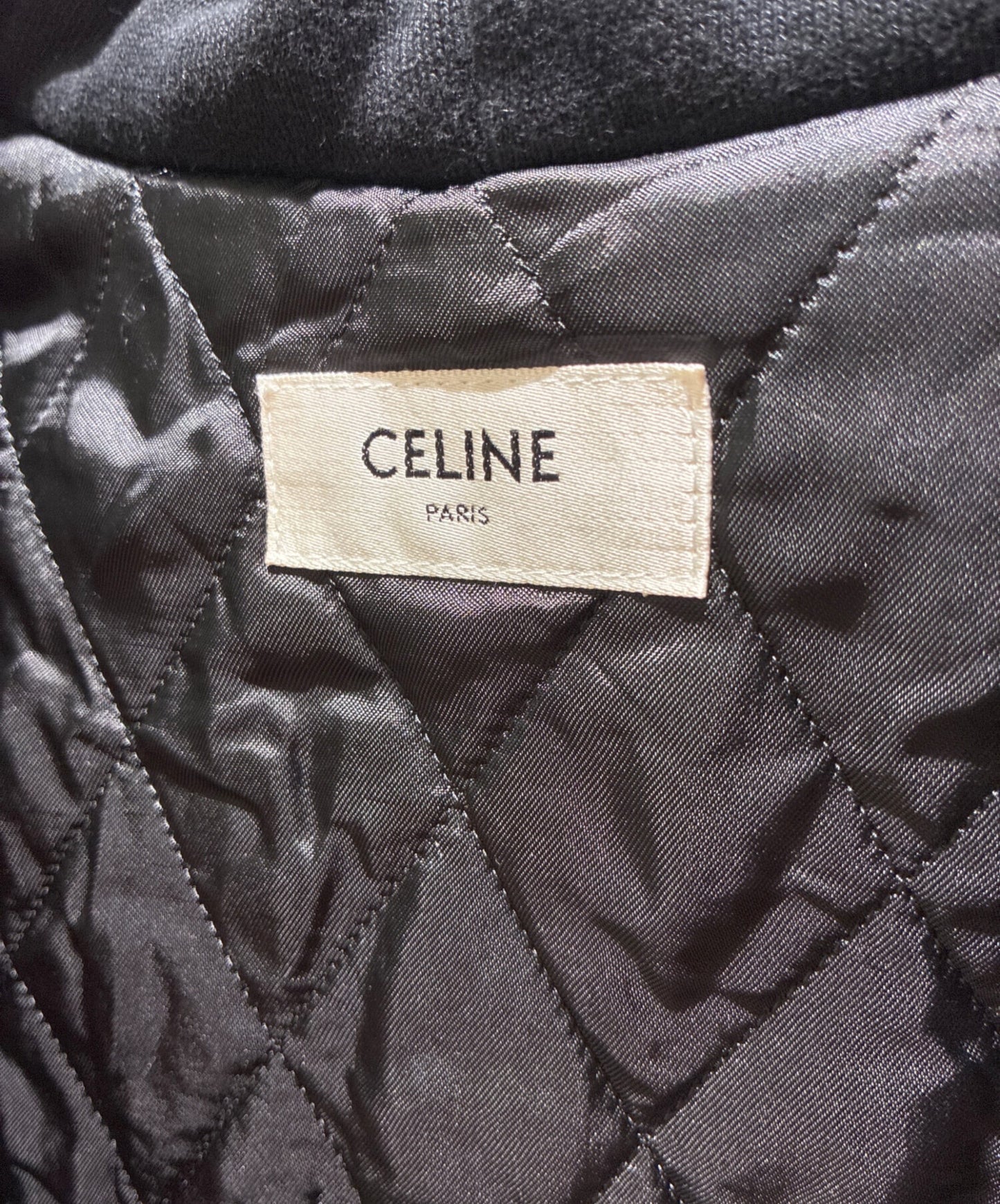 [Pre-owned] CELINE Loose Teddy Jacket / Charcoal Wash Denim/Leather Jacket 2Q937947F