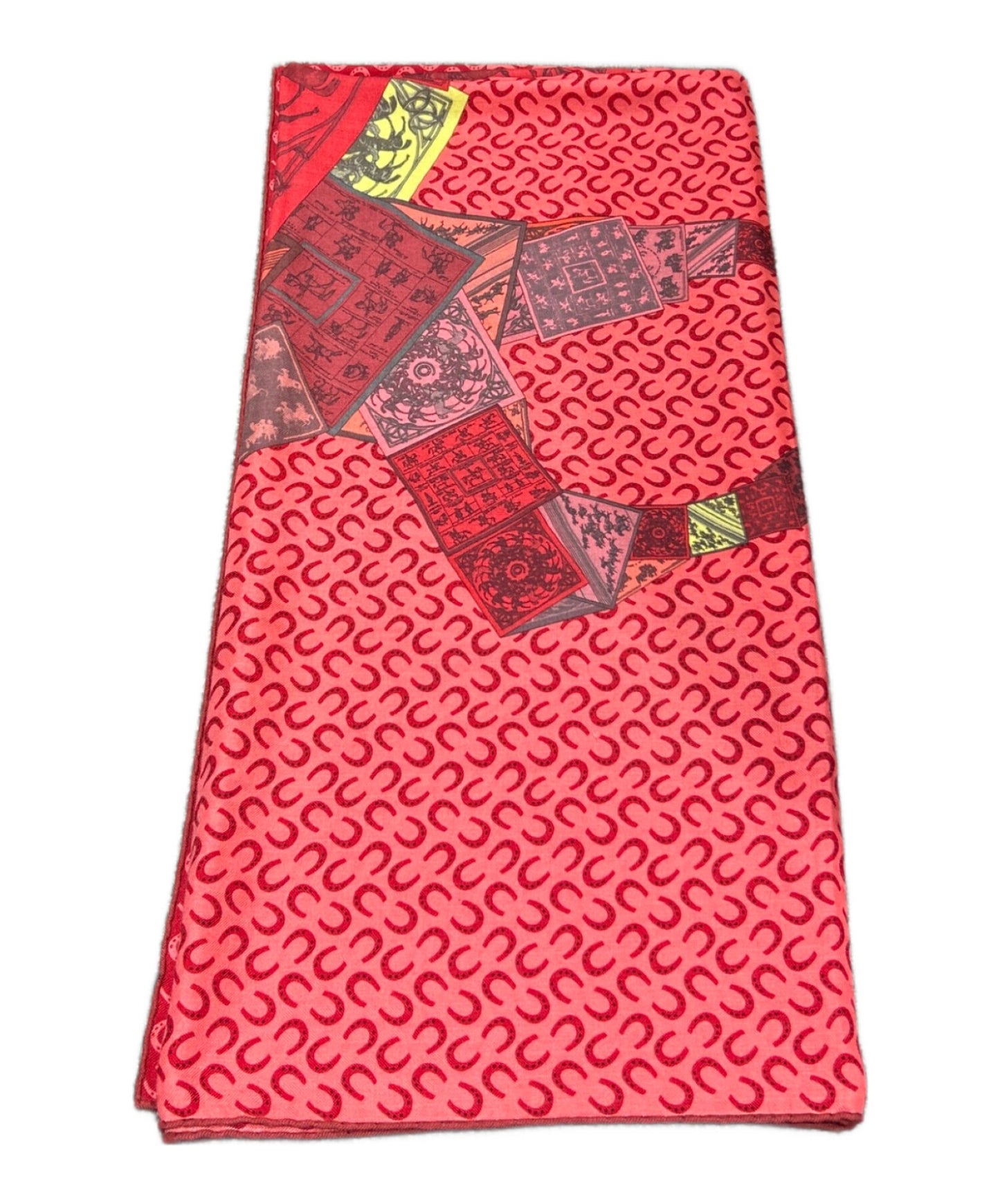 [Pre-owned] HERMES Carrégien / A Cheval sur mon Carre / Riding the Carre Horse / Cashsil Stole / Cashmere & Silk