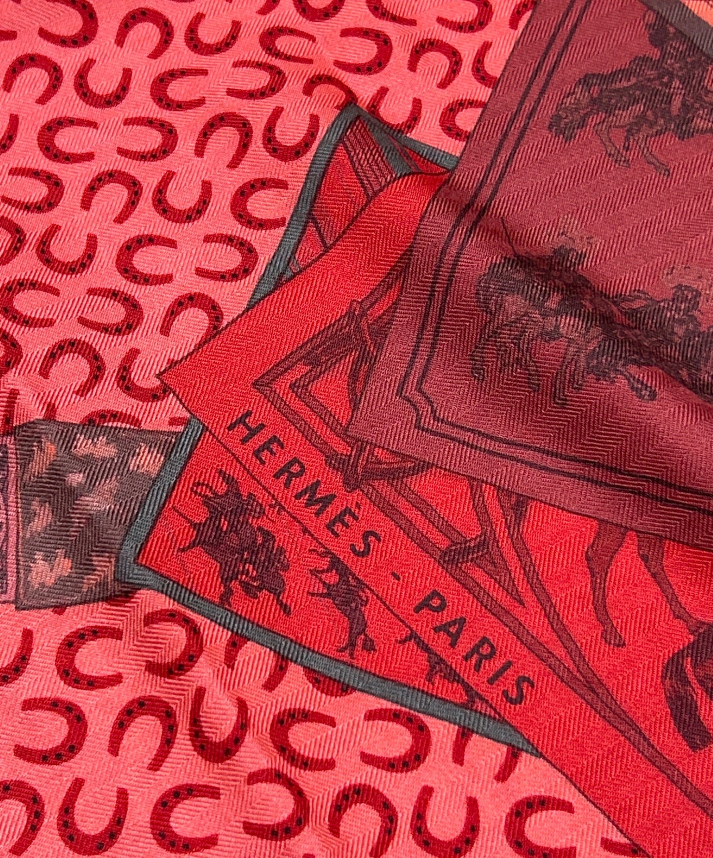 [Pre-owned] HERMES Carrégien / A Cheval sur mon Carre / Riding the Carre Horse / Cashsil Stole / Cashmere & Silk