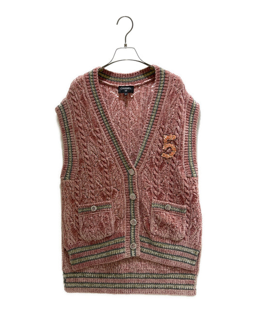 [Pre-owned] CHANEL Coco button rayon knit vest P73530K10528/Coco mark/tweed P73530K10528