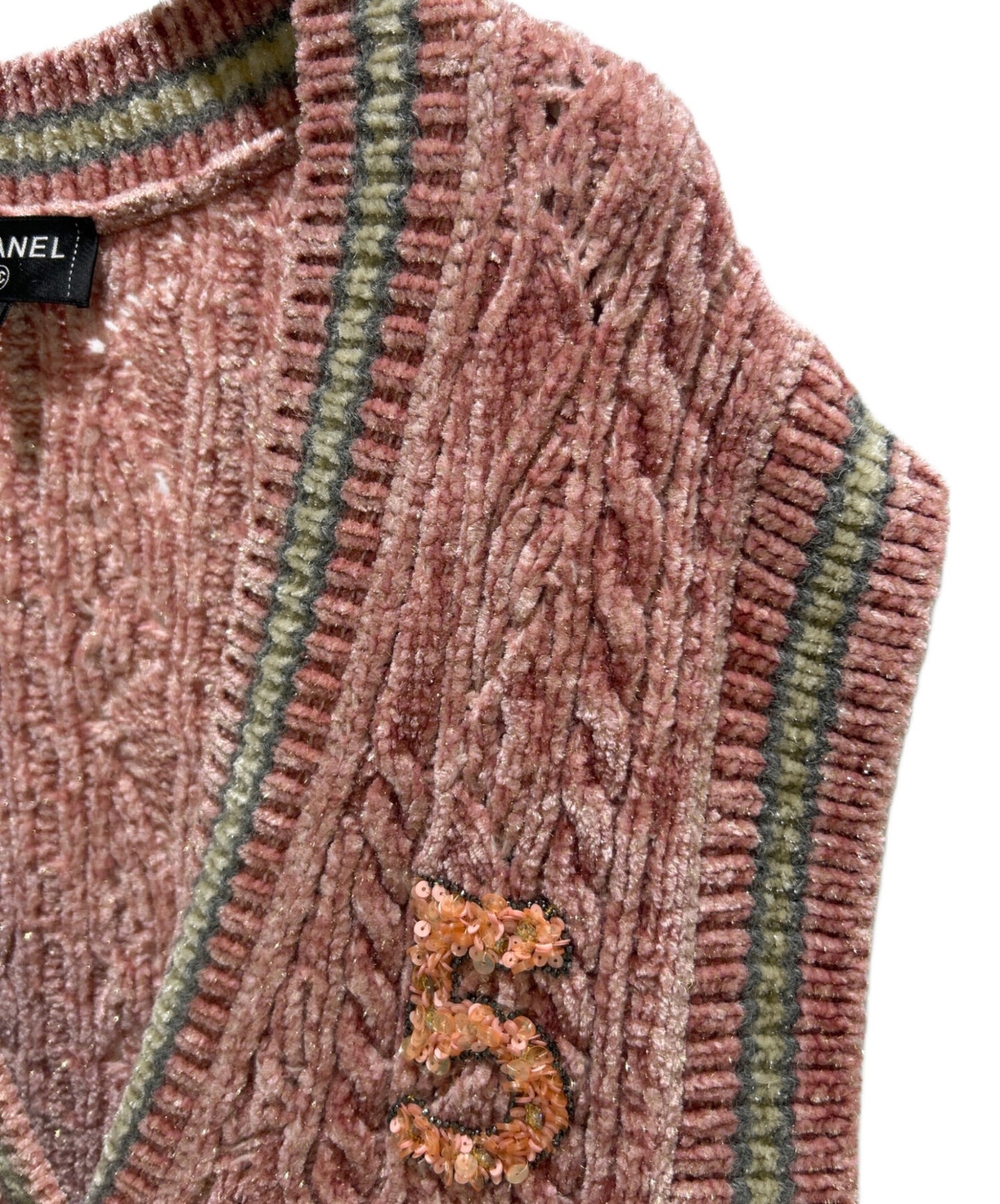 [Pre-owned] CHANEL Coco button rayon knit vest P73530K10528/Coco mark/tweed P73530K10528