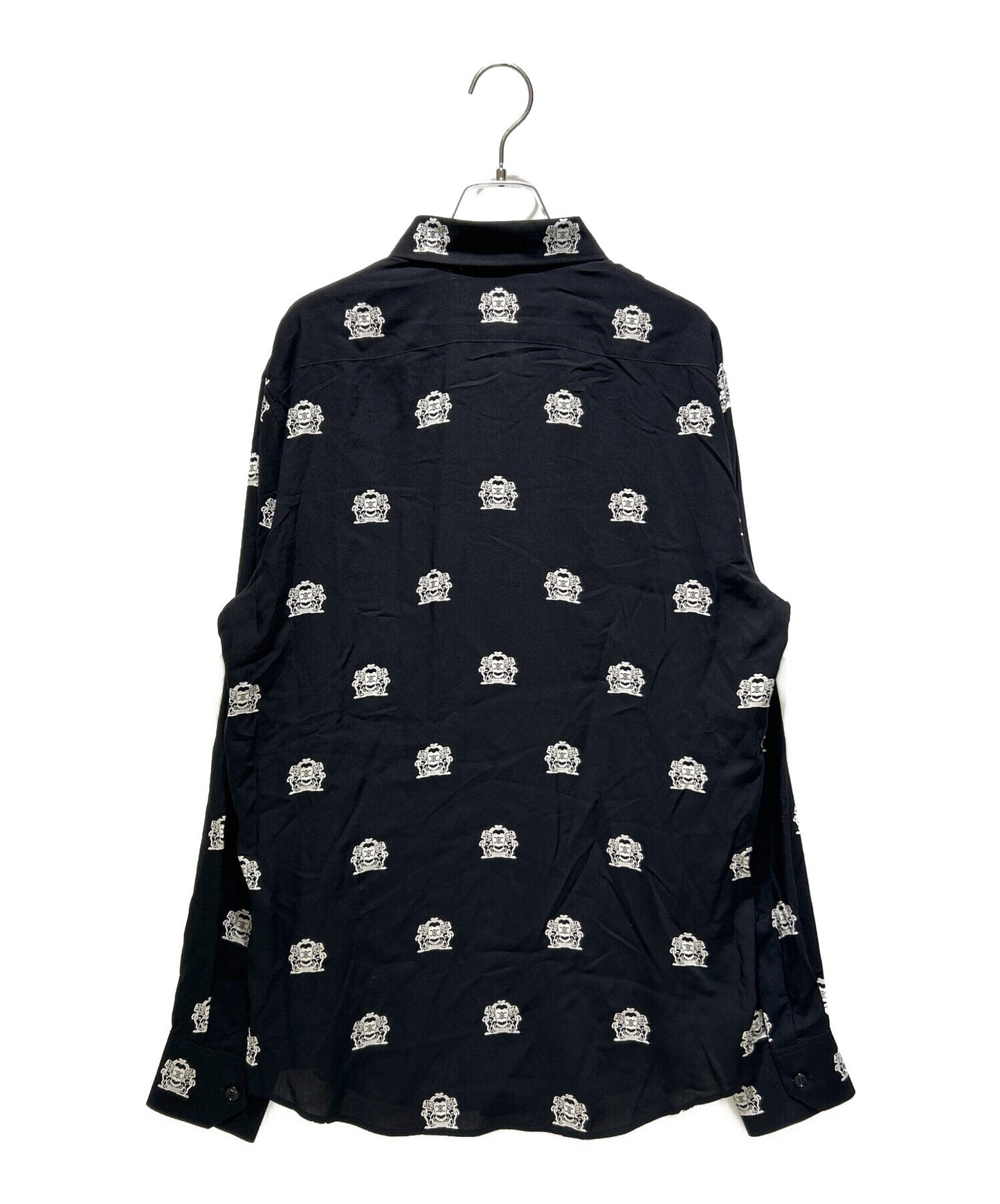 [Pre-owned] CELINE LOOSE SHIRT IN PRINTED VISCOSE loose shirt printed logo bicolor/regular collar shirt/long sleeve shirt/long sleeve shirt 2C8130165.38CE