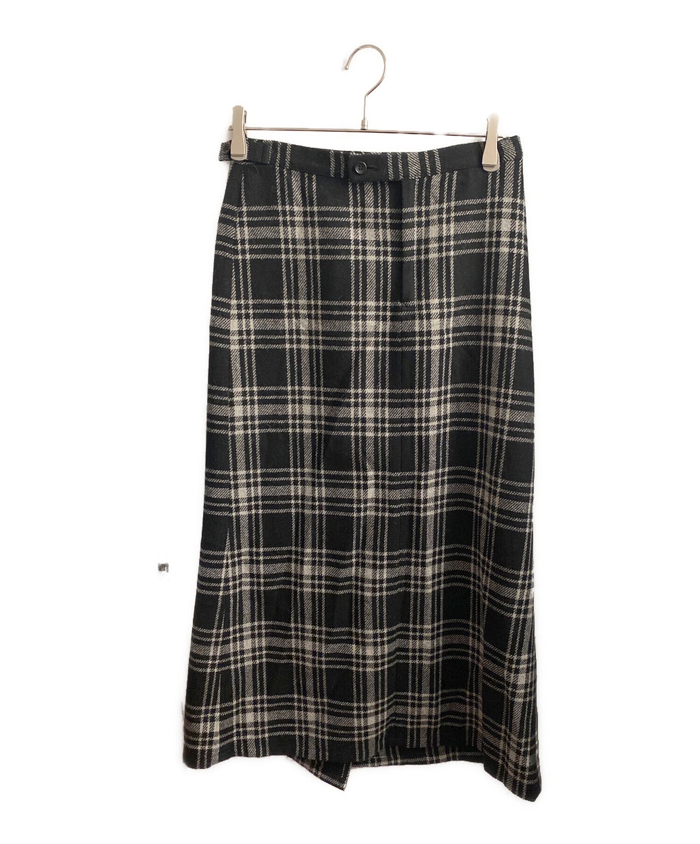 [Pre-owned] Yohji Yamamoto collections PLAID SERGE BACKSIDE SLIT SKIRT/Checked long skirt FJ-S67-110