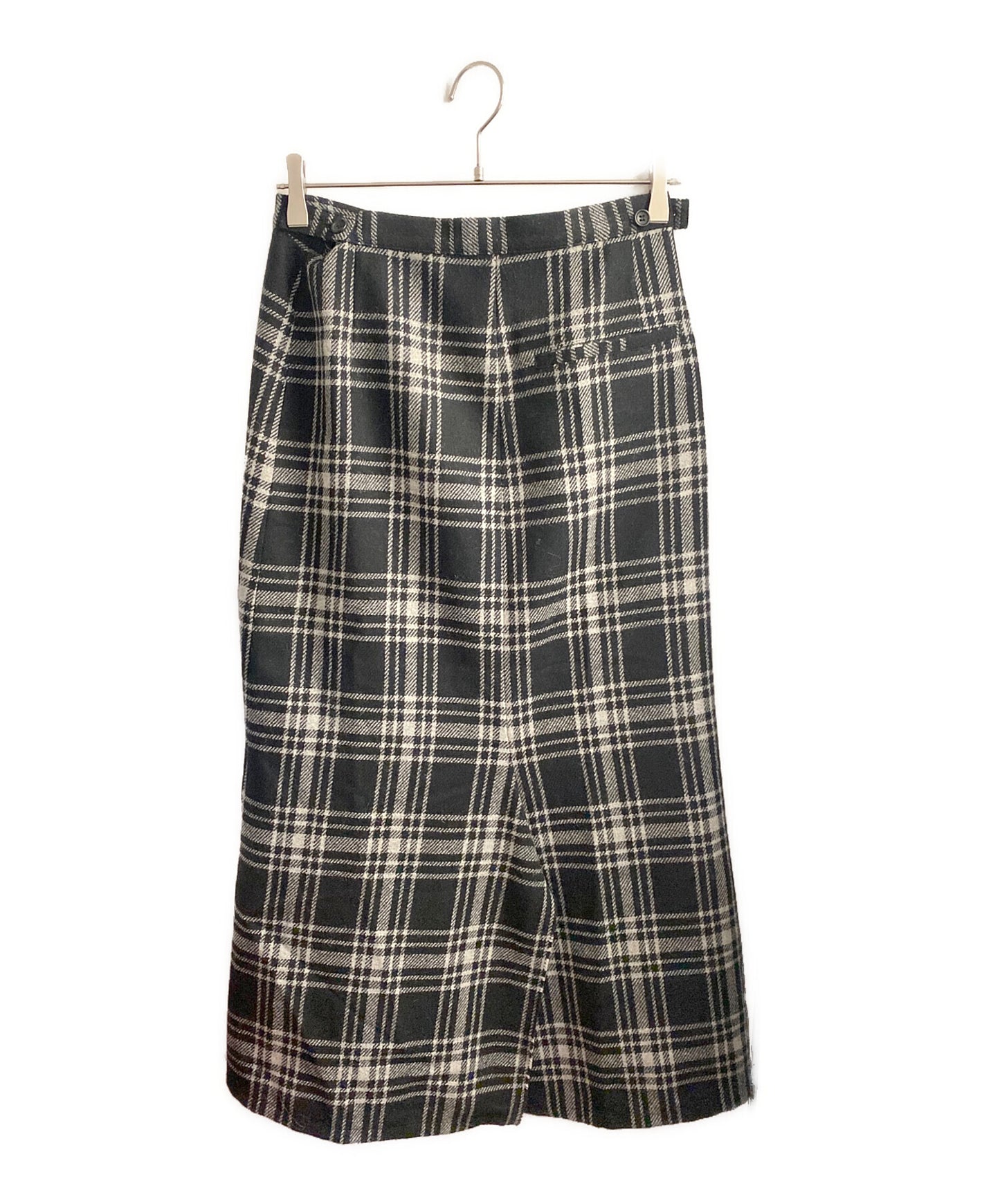 [Pre-owned] Yohji Yamamoto collections PLAID SERGE BACKSIDE SLIT SKIRT/Checked long skirt FJ-S67-110
