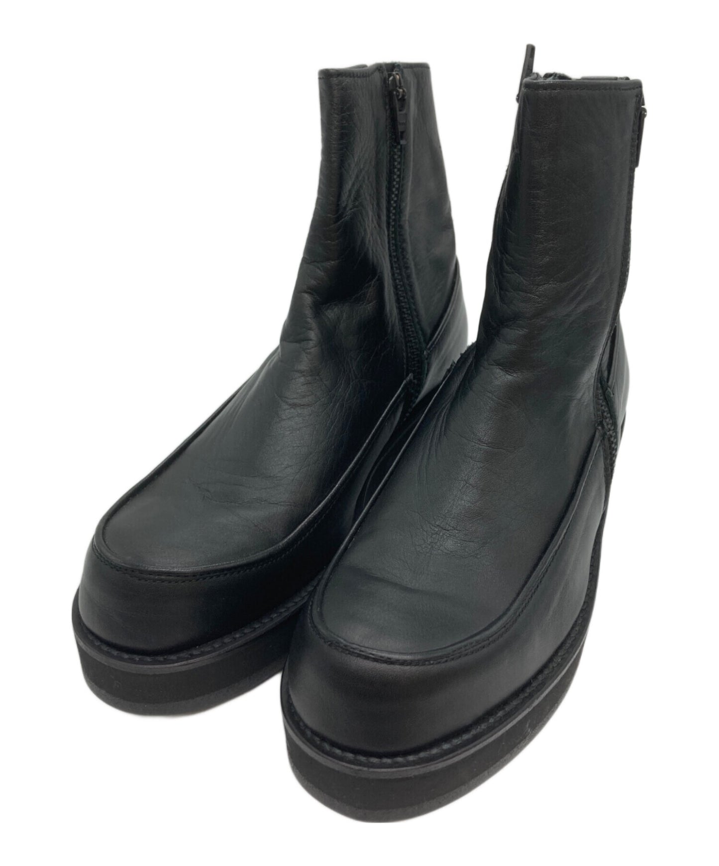 [Pre-owned] Y's SOOMTH LEATHER PLATFORM ZIP UP BOOTS